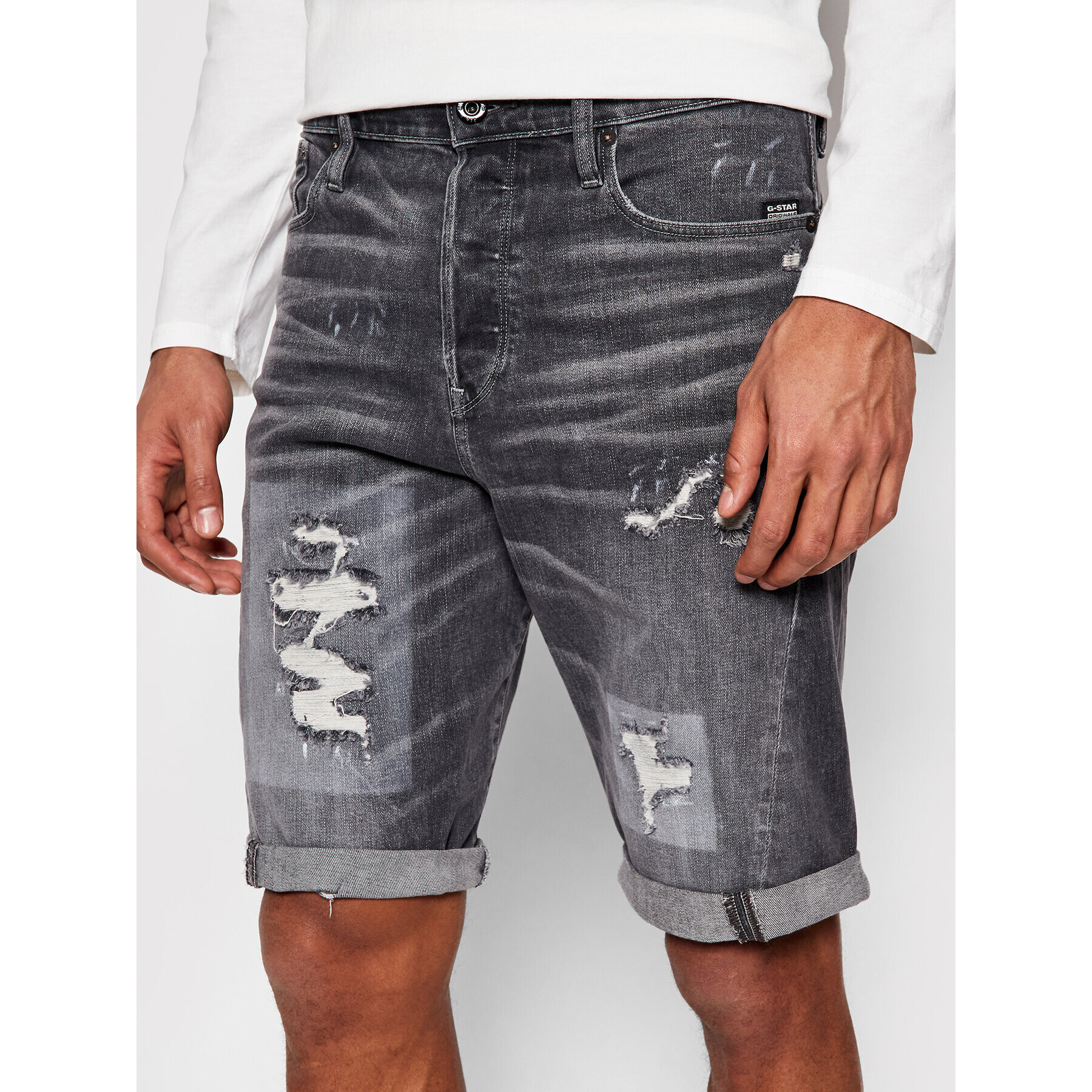 G-Star Raw Дънкови шорти Scutar 3D D19195-C293-C287 Сив Taperd Fit - Pepit.bg