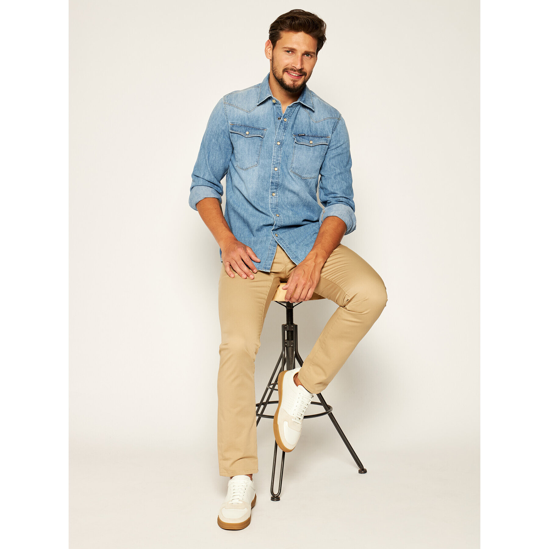 G-Star Raw Риза 3301 D12697-D013-071 Син Slim Fit - Pepit.bg