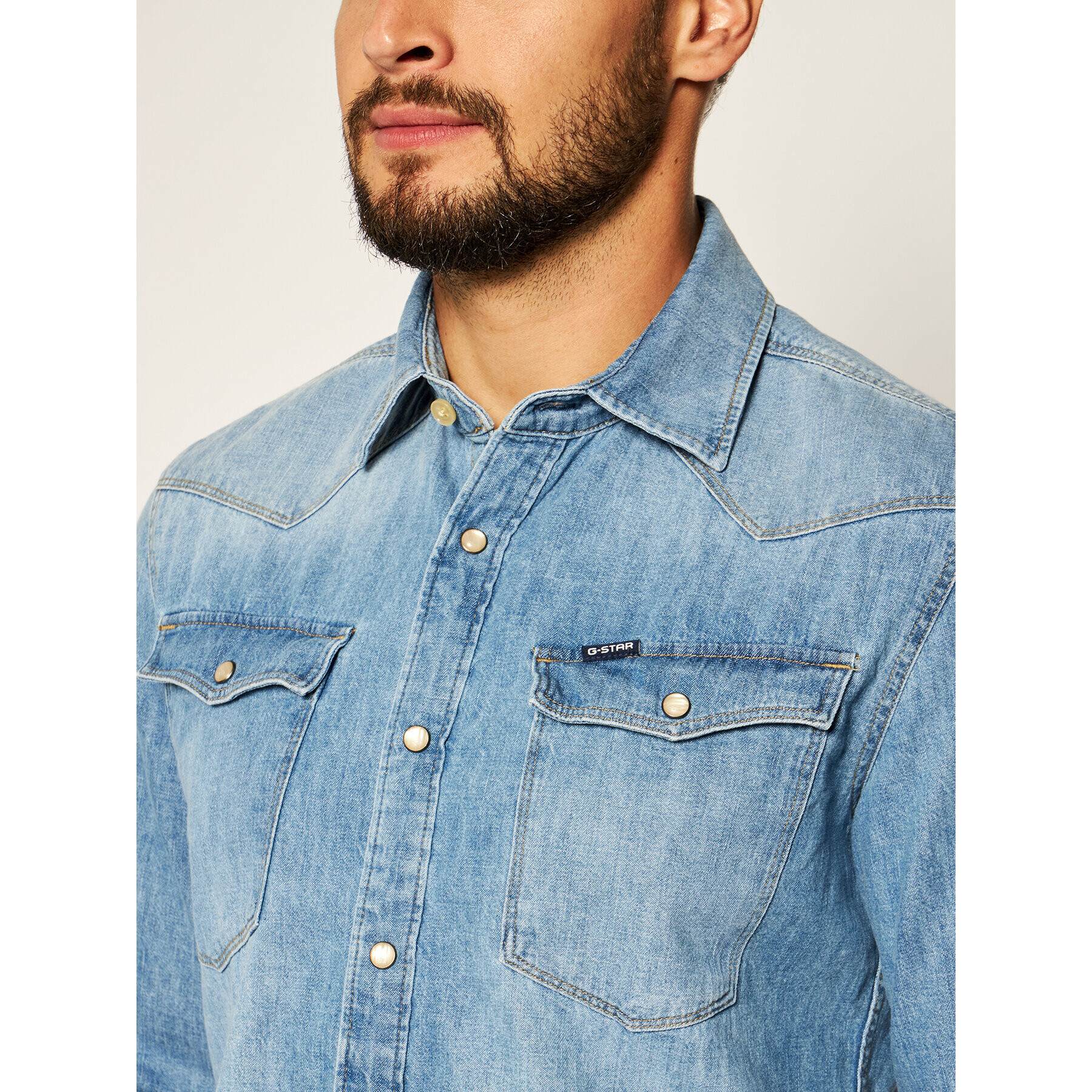 G-Star Raw Риза 3301 D12697-D013-071 Син Slim Fit - Pepit.bg
