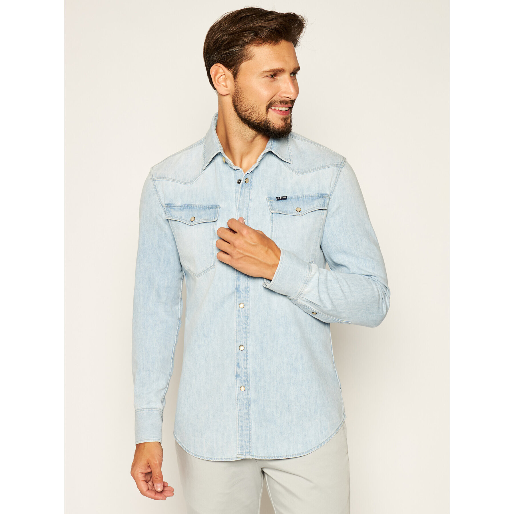 G-Star Raw Риза D12697-D013-424 Син Slim Fit - Pepit.bg