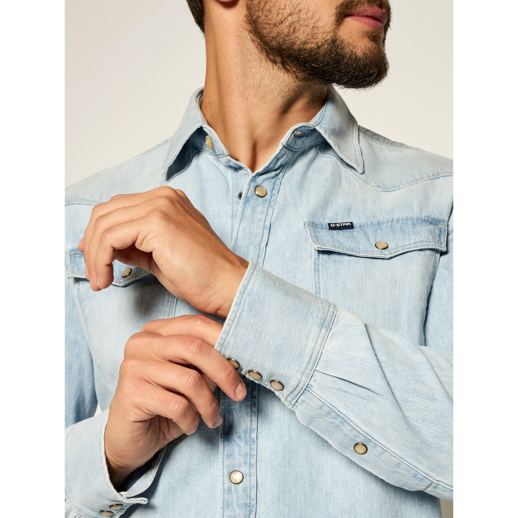 G-Star Raw Риза D12697-D013-424 Син Slim Fit - Pepit.bg