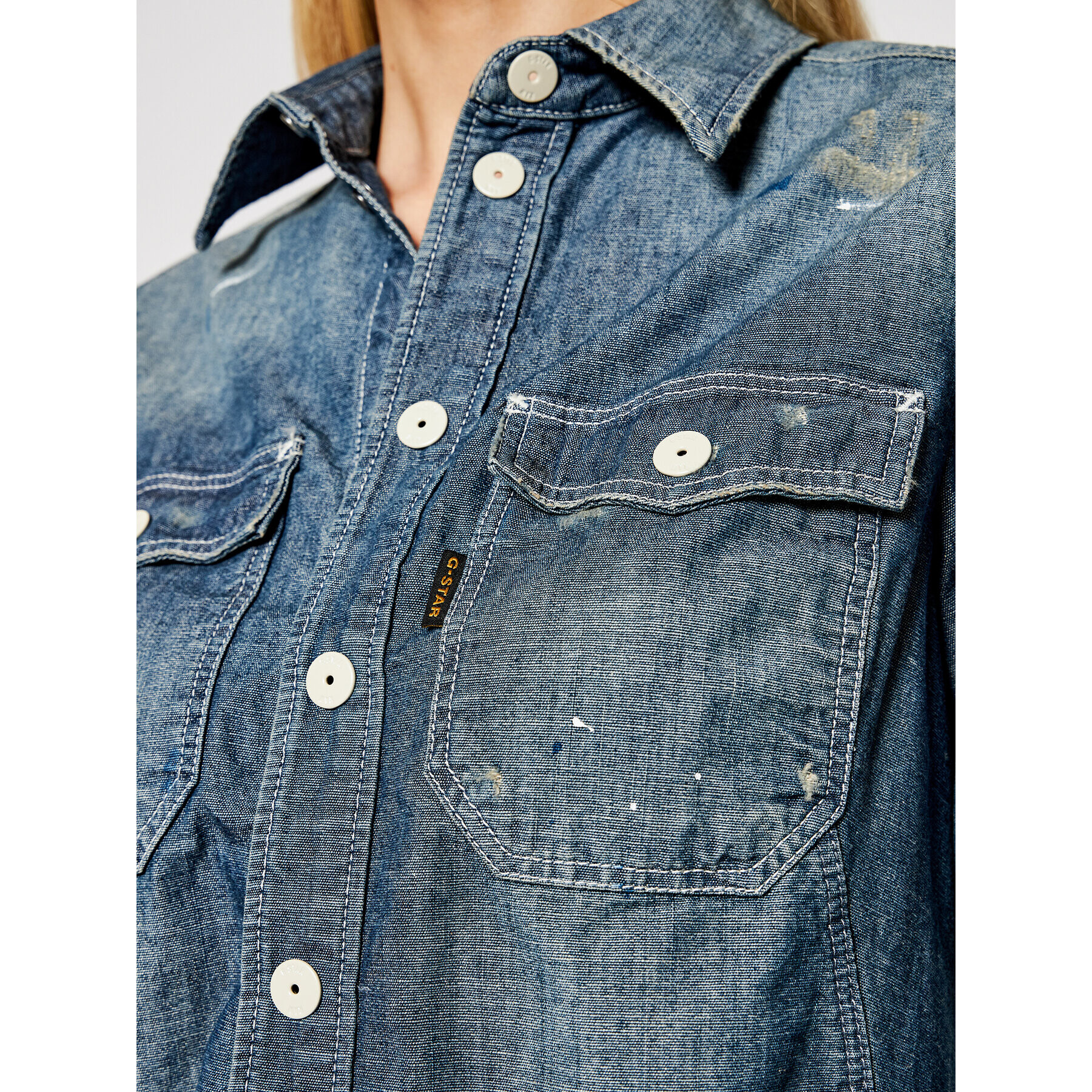 G-Star Raw Риза Kick Back Worked D19020-C611-C244 Тъмносин Regular Fit - Pepit.bg