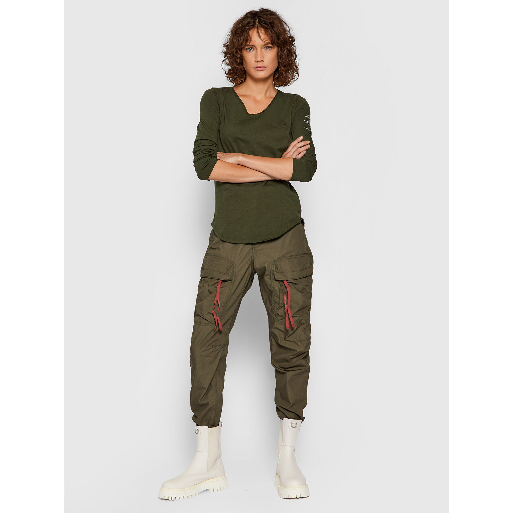 G-Star Raw Текстилни панталони Pabe Poplin Зелен Regular Fit - Pepit.bg