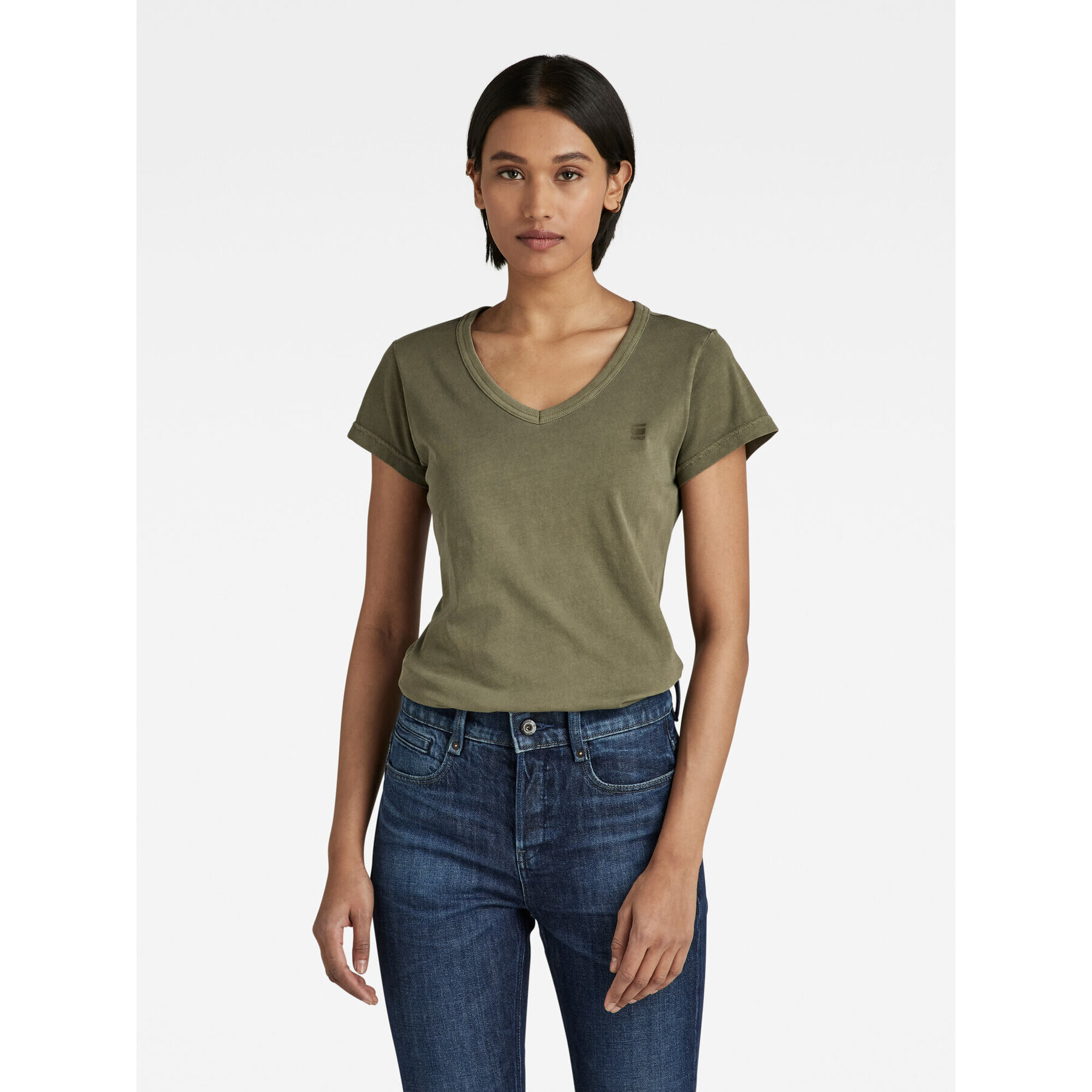 G-Star Raw Тишърт D21314-B059-B681 Зелен Slim Fit - Pepit.bg