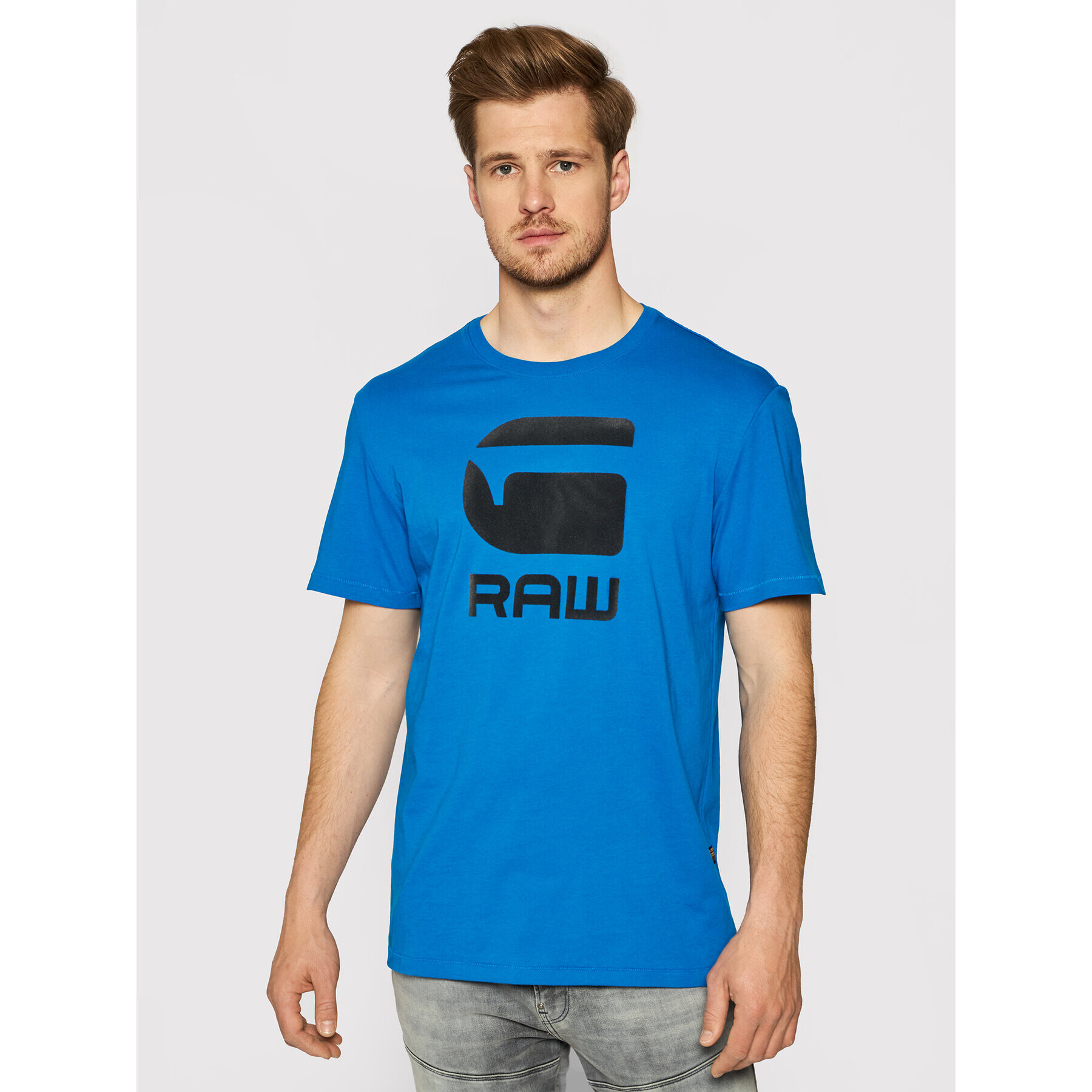 G-Star Raw Тишърт Flock Hamburger Logo D19861-336-C197 Син Regular Fit - Pepit.bg