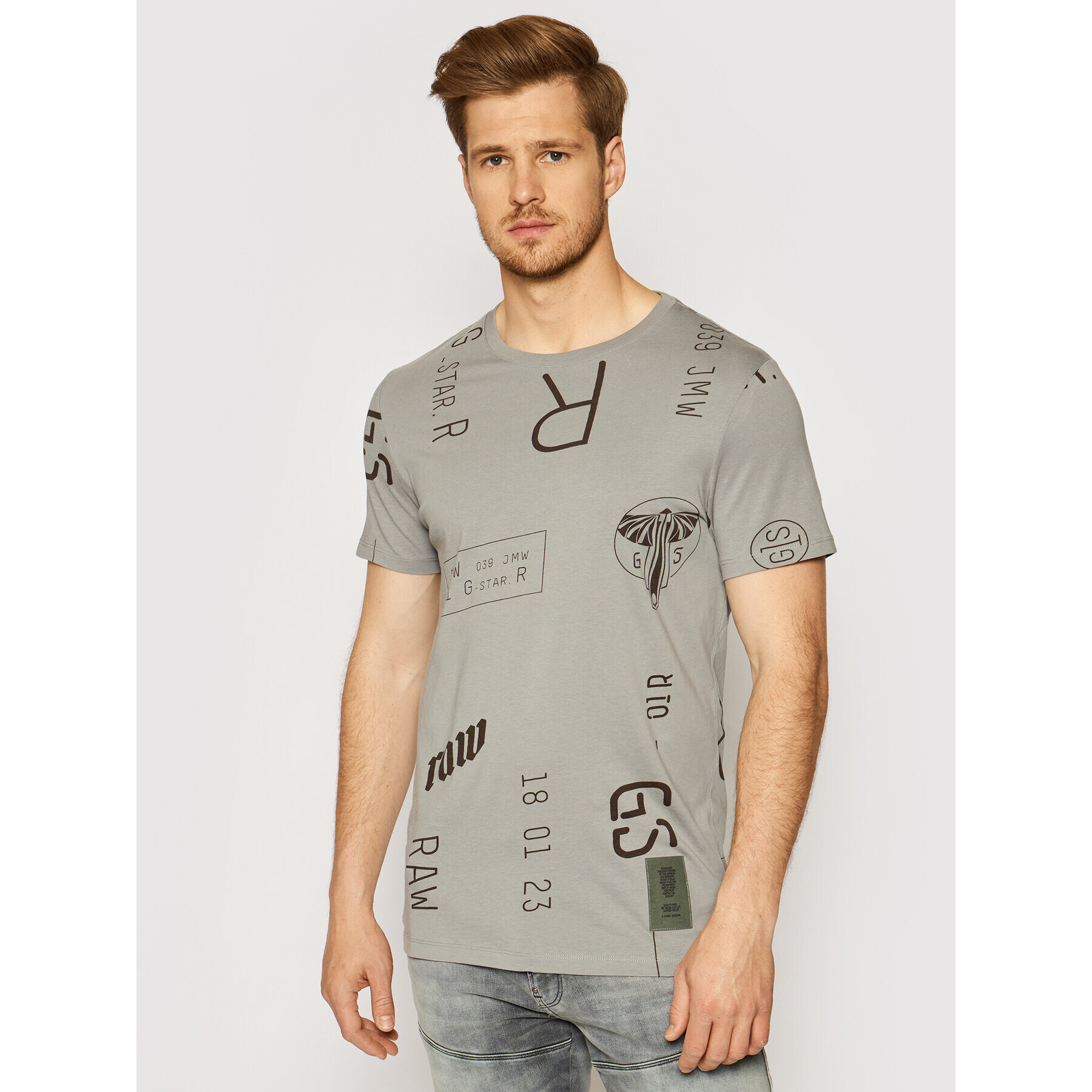 G-Star Raw Тишърт Graphics D19869-C334-C547 Сив Slim Fit - Pepit.bg