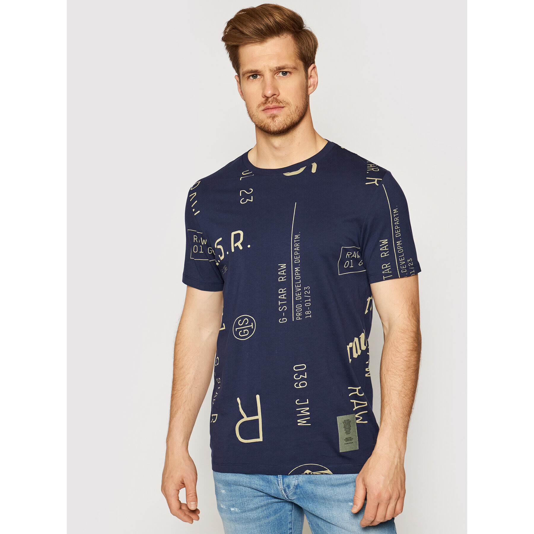 G-Star Raw Тишърт Graphics D19869-C334-C548 Тъмносин Slim Fit - Pepit.bg