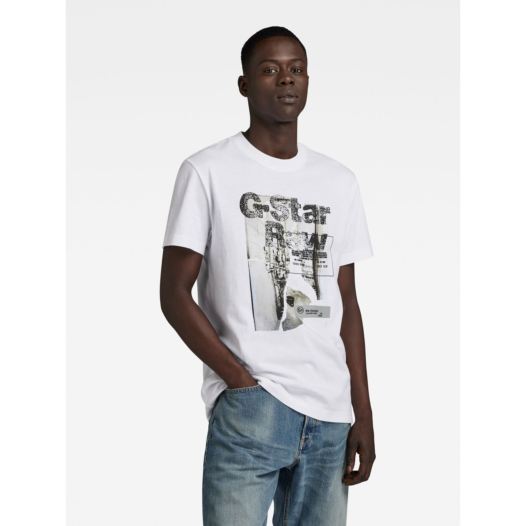 G-Star Raw Тишърт HQ D23899-C336-110 Бял Regular Fit - Pepit.bg