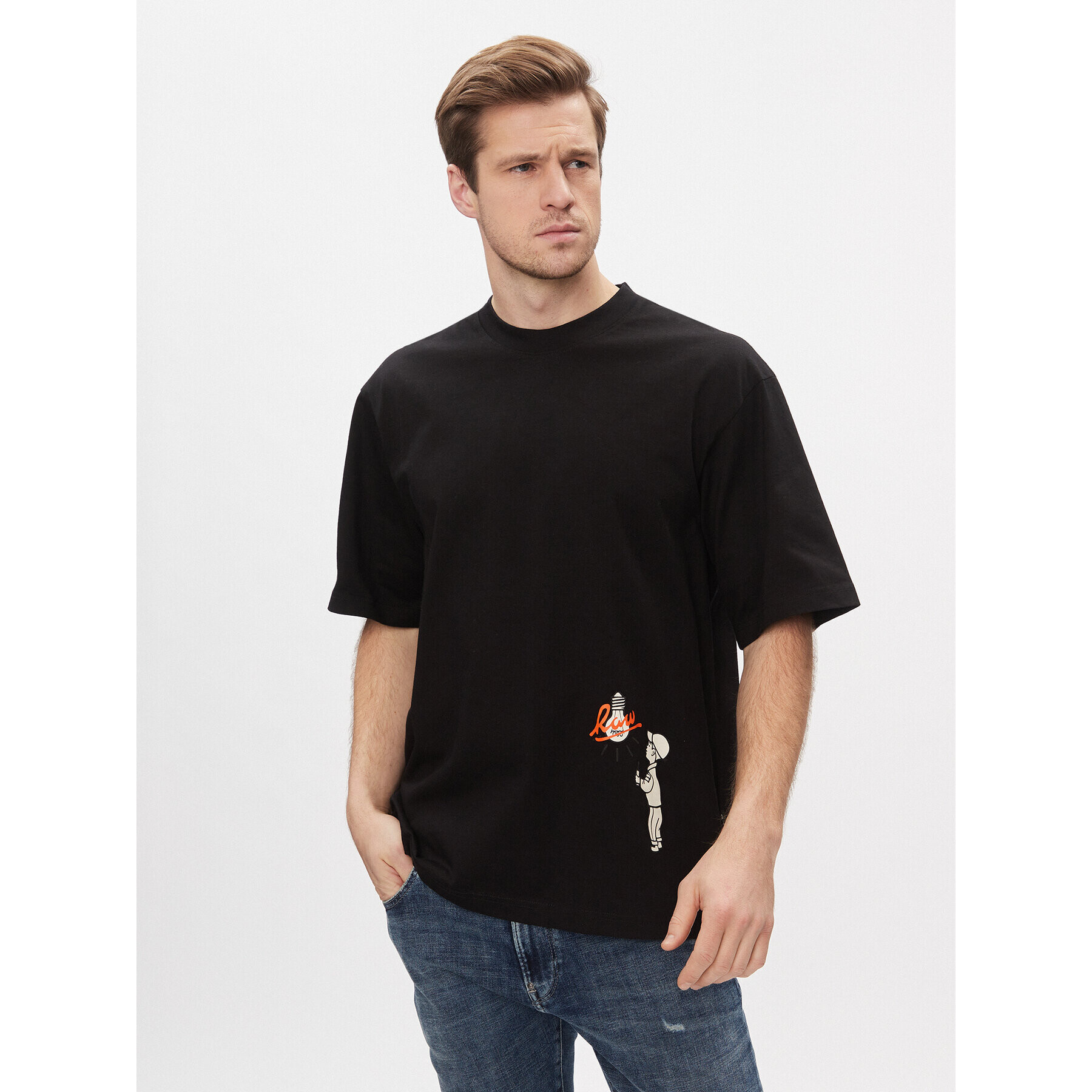 G-Star Raw Тишърт Light Bulb D23907-C336-6484 Черен Boxy Fit - Pepit.bg
