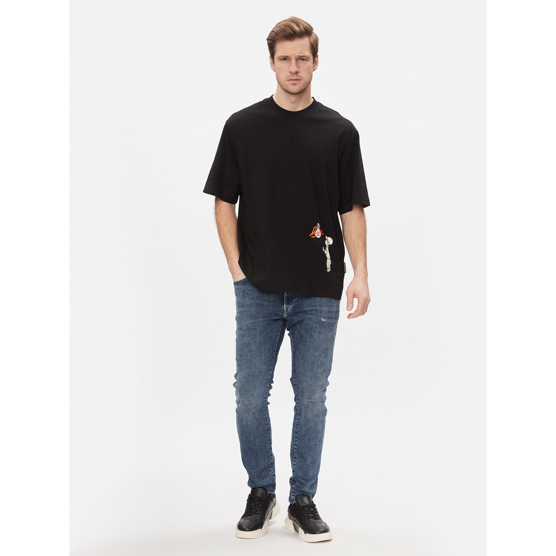 G-Star Raw Тишърт Light Bulb D23907-C336-6484 Черен Boxy Fit - Pepit.bg