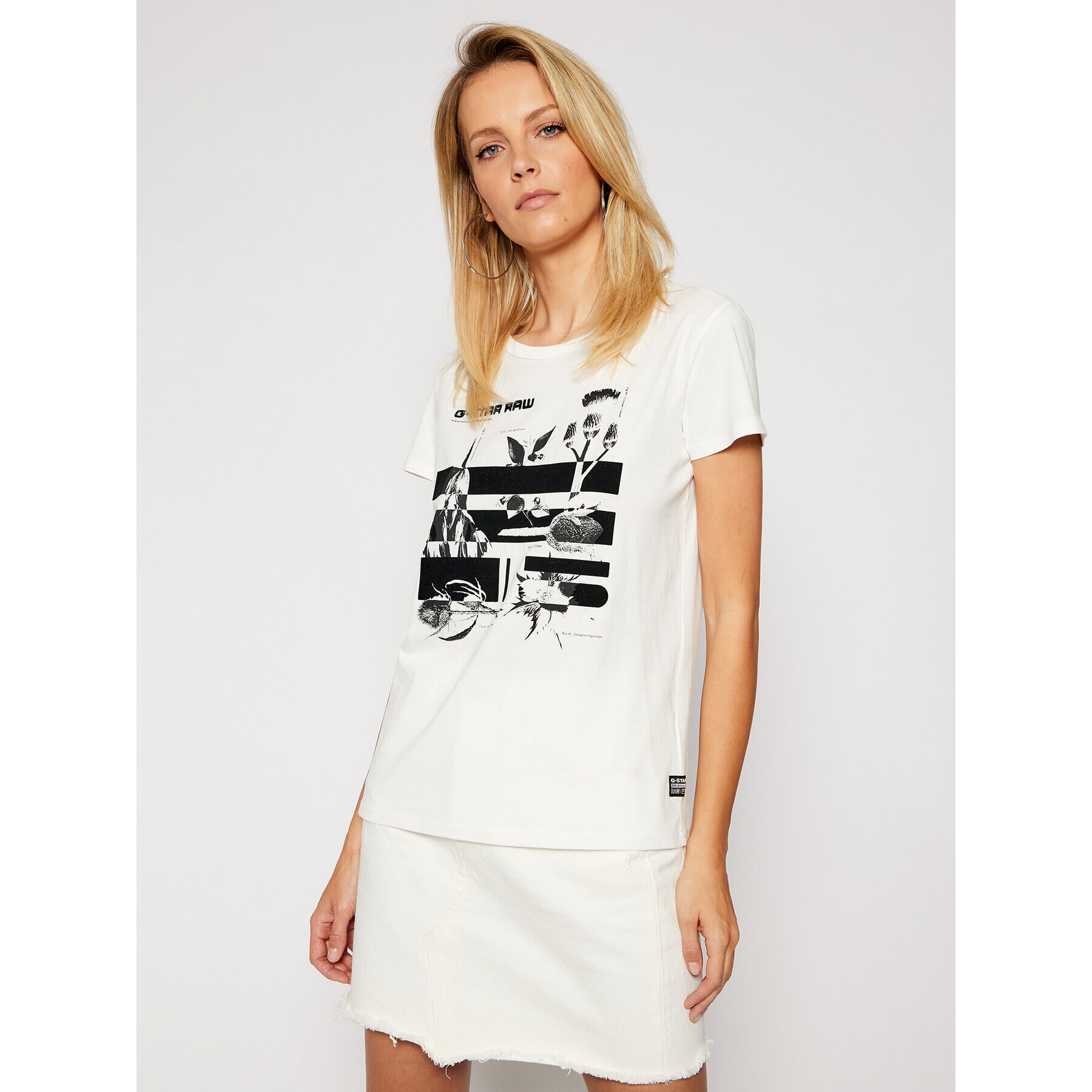 G-Star Raw Тишърт Logo Thistle D18534-336-111 Бял Regular Fit - Pepit.bg