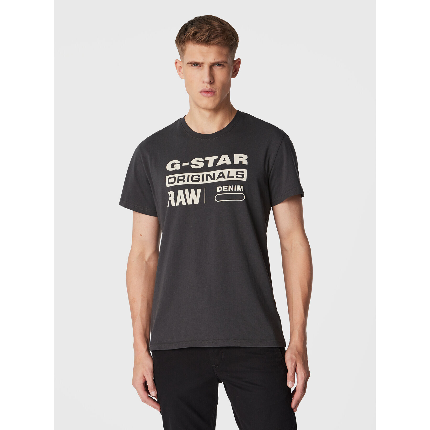 G-Star Raw Тишърт Original Label D22204-336-5812 Сив Regular Fit - Pepit.bg