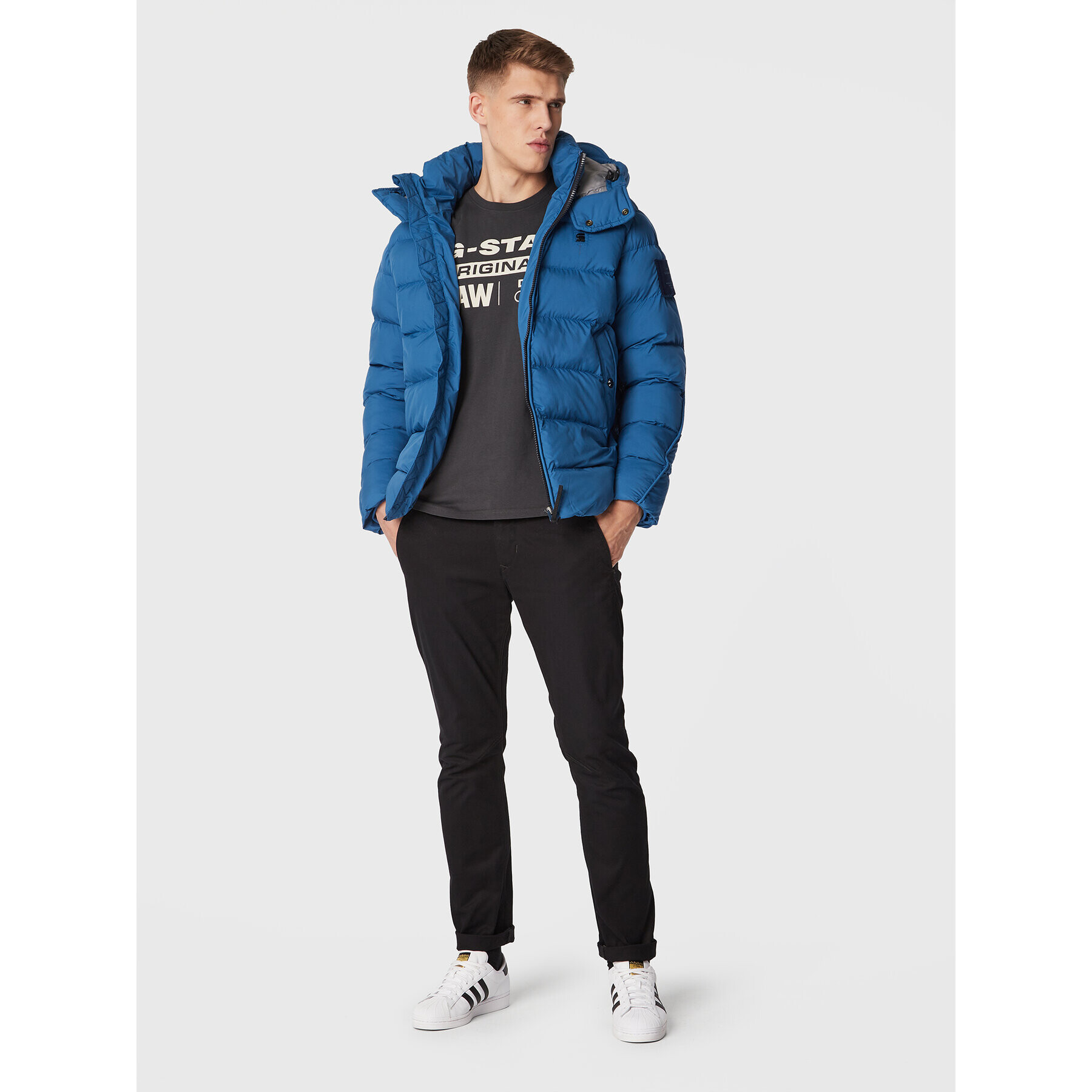 G-Star Raw Тишърт Original Label D22204-336-5812 Сив Regular Fit - Pepit.bg