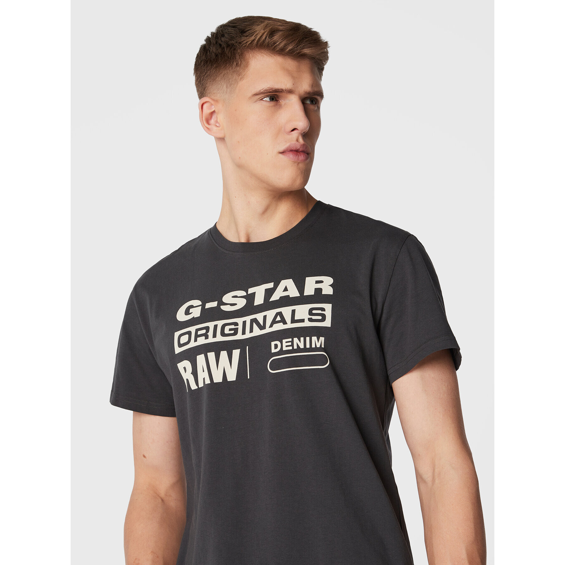 G-Star Raw Тишърт Original Label D22204-336-5812 Сив Regular Fit - Pepit.bg