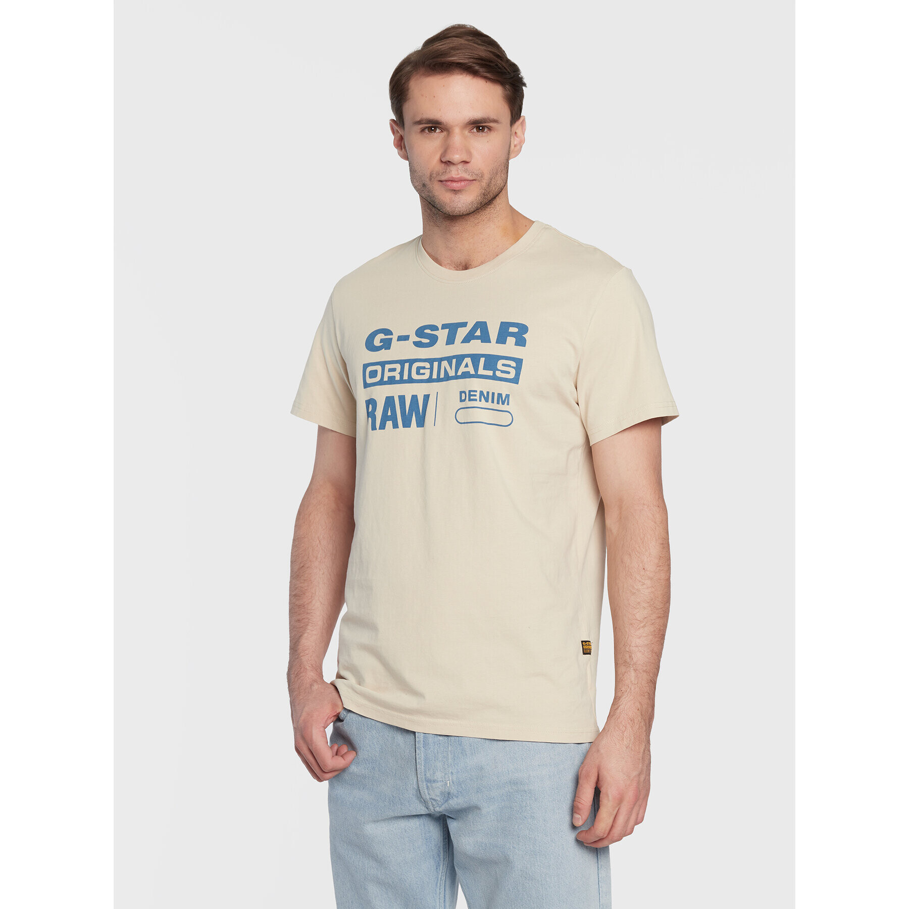 G-Star Raw Тишърт Original Label D22204-336-D309 Бежов Regular Fit - Pepit.bg