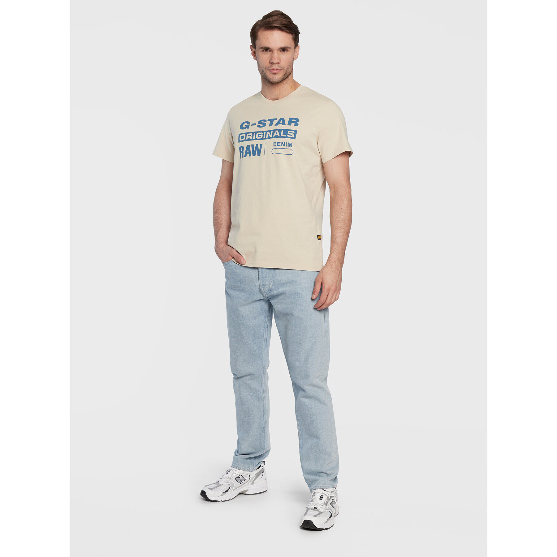 G-Star Raw Тишърт Original Label D22204-336-D309 Бежов Regular Fit - Pepit.bg