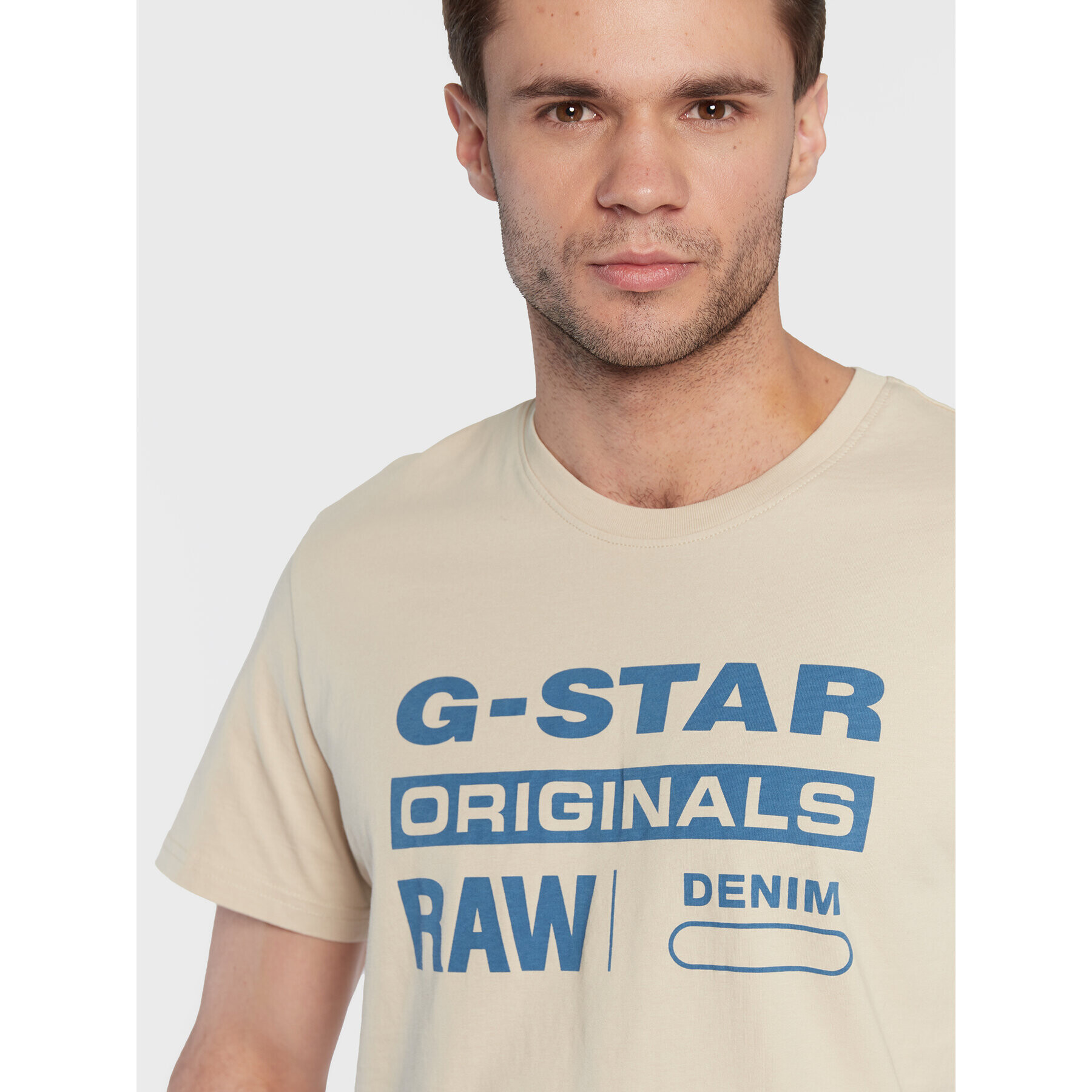 G-Star Raw Тишърт Original Label D22204-336-D309 Бежов Regular Fit - Pepit.bg