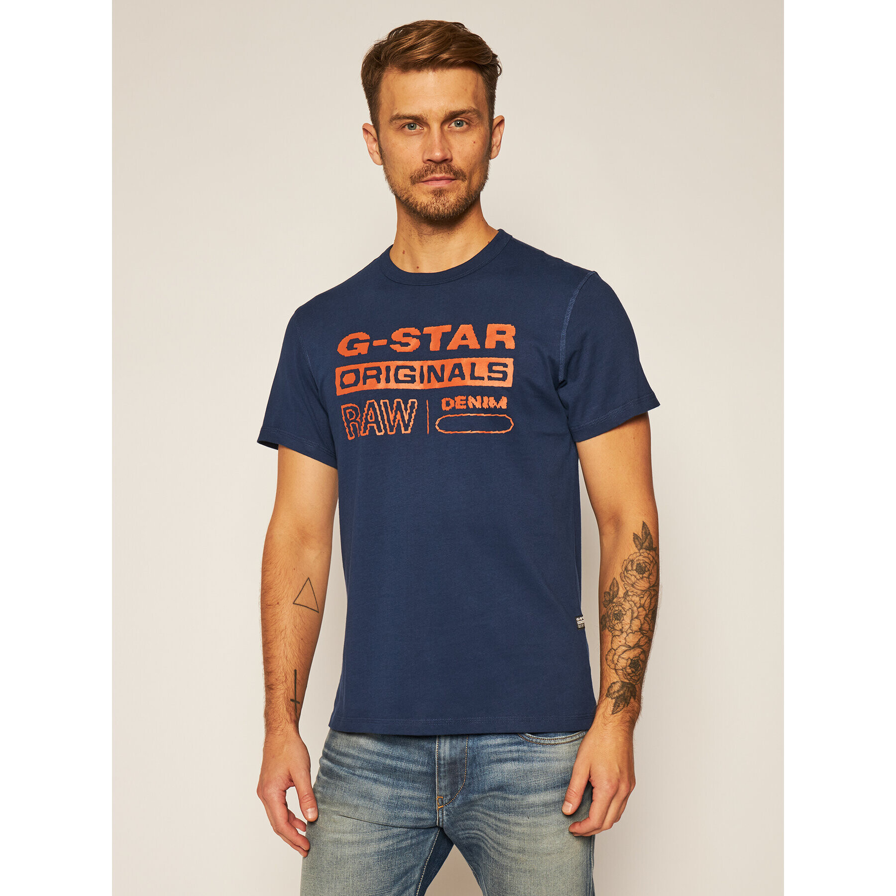 G-Star Raw Тишърт Wavy Logo D17838-B353-1305 Тъмносин Regular Fit - Pepit.bg