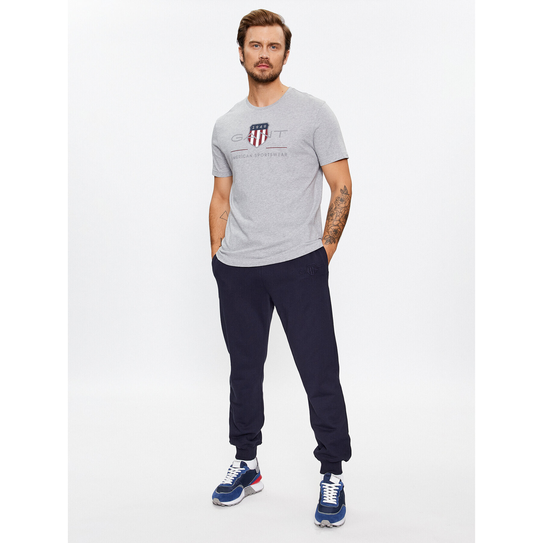 Gant Долнище анцуг Reg Tonal Shield Pants 2039023 Тъмносин Regular Fit - Pepit.bg