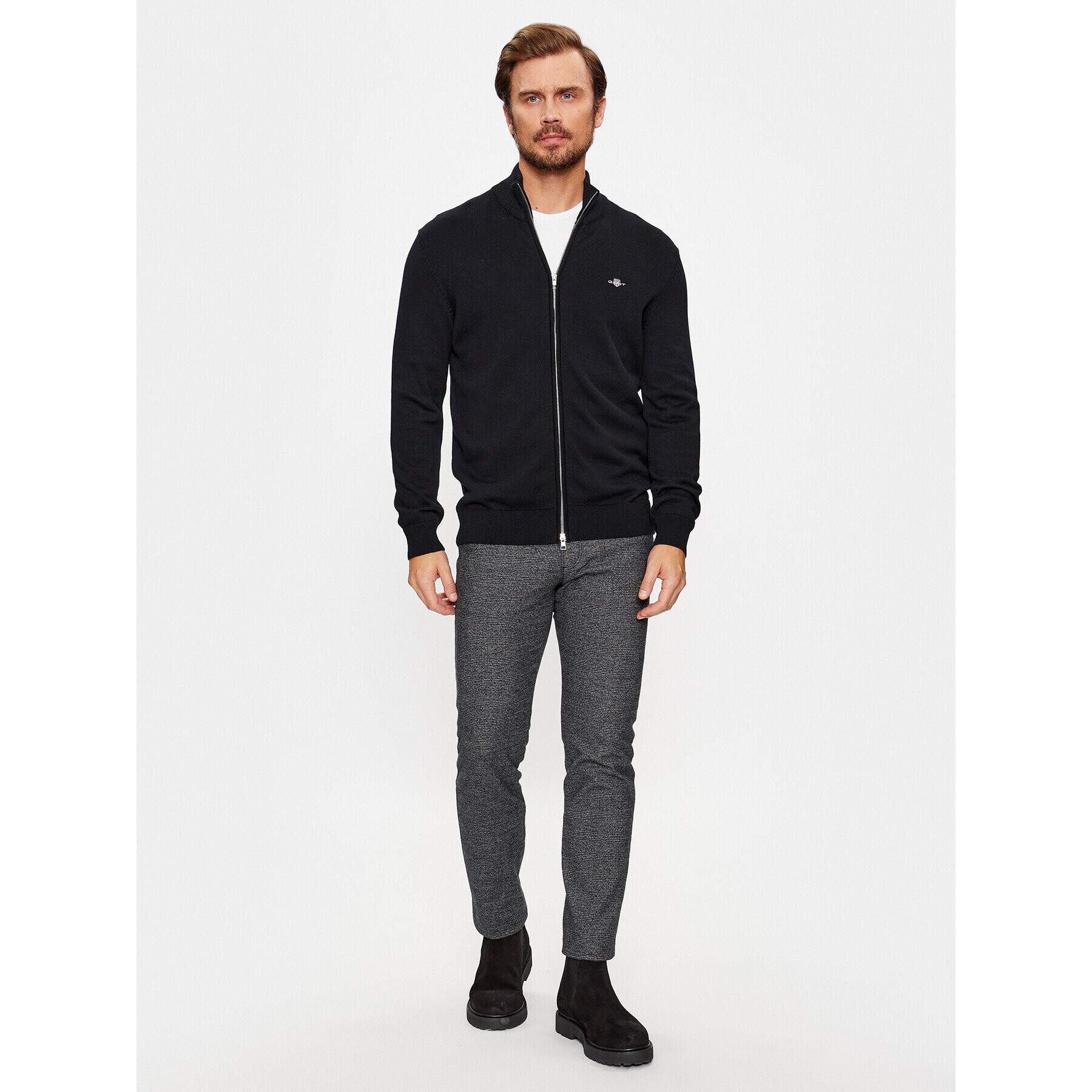 Gant Кардиган Casual Cotton Zip 8030164 Черен Regular Fit - Pepit.bg