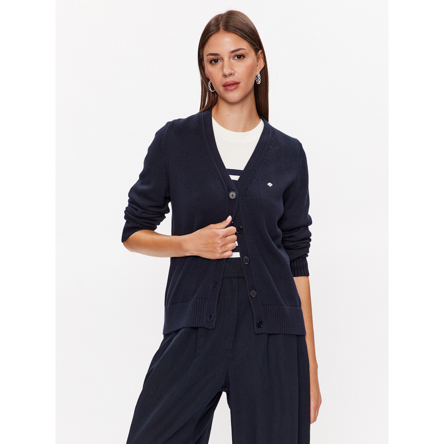 Gant Кардиган Icon 4803131 Тъмносин Regular Fit - Pepit.bg