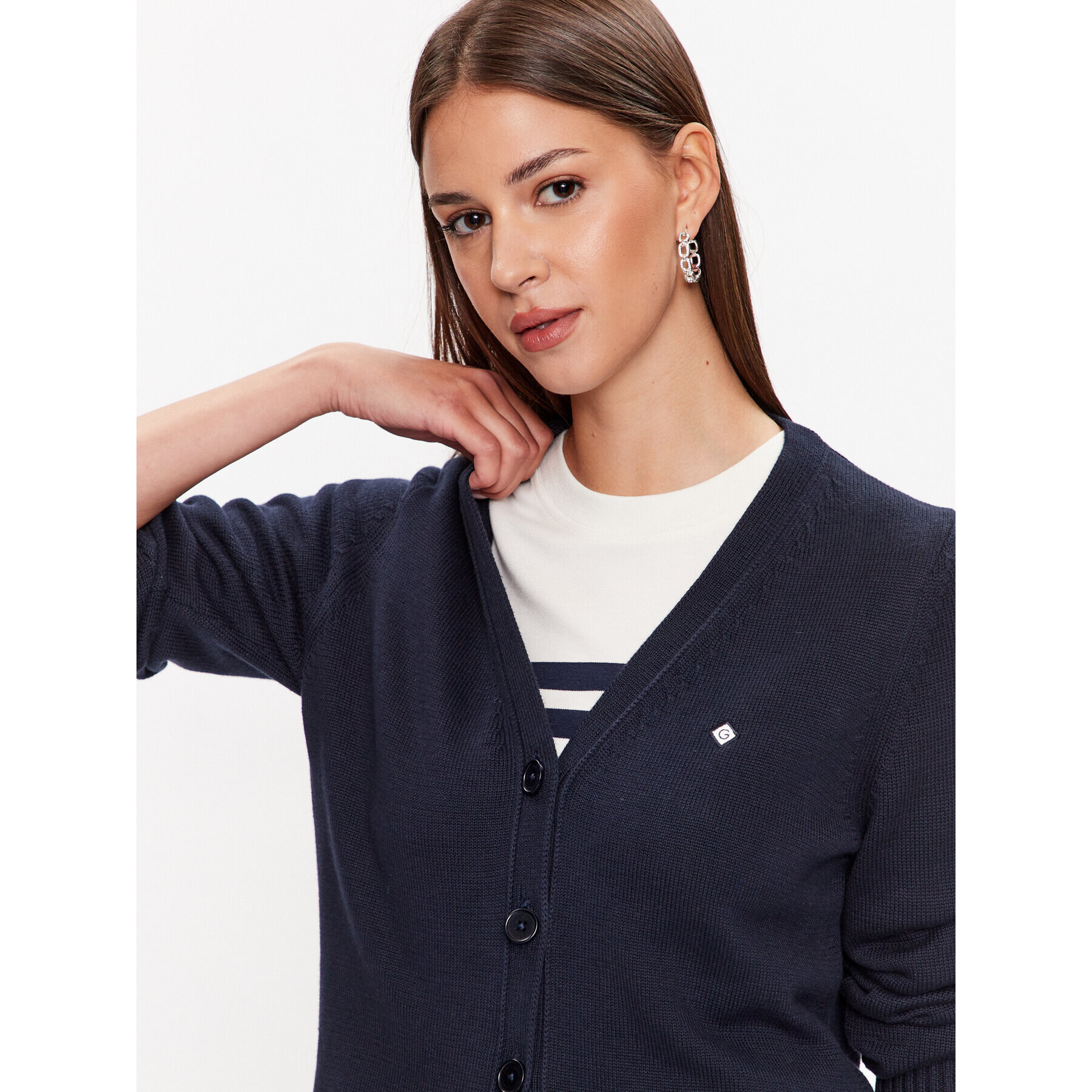 Gant Кардиган Icon 4803131 Тъмносин Regular Fit - Pepit.bg