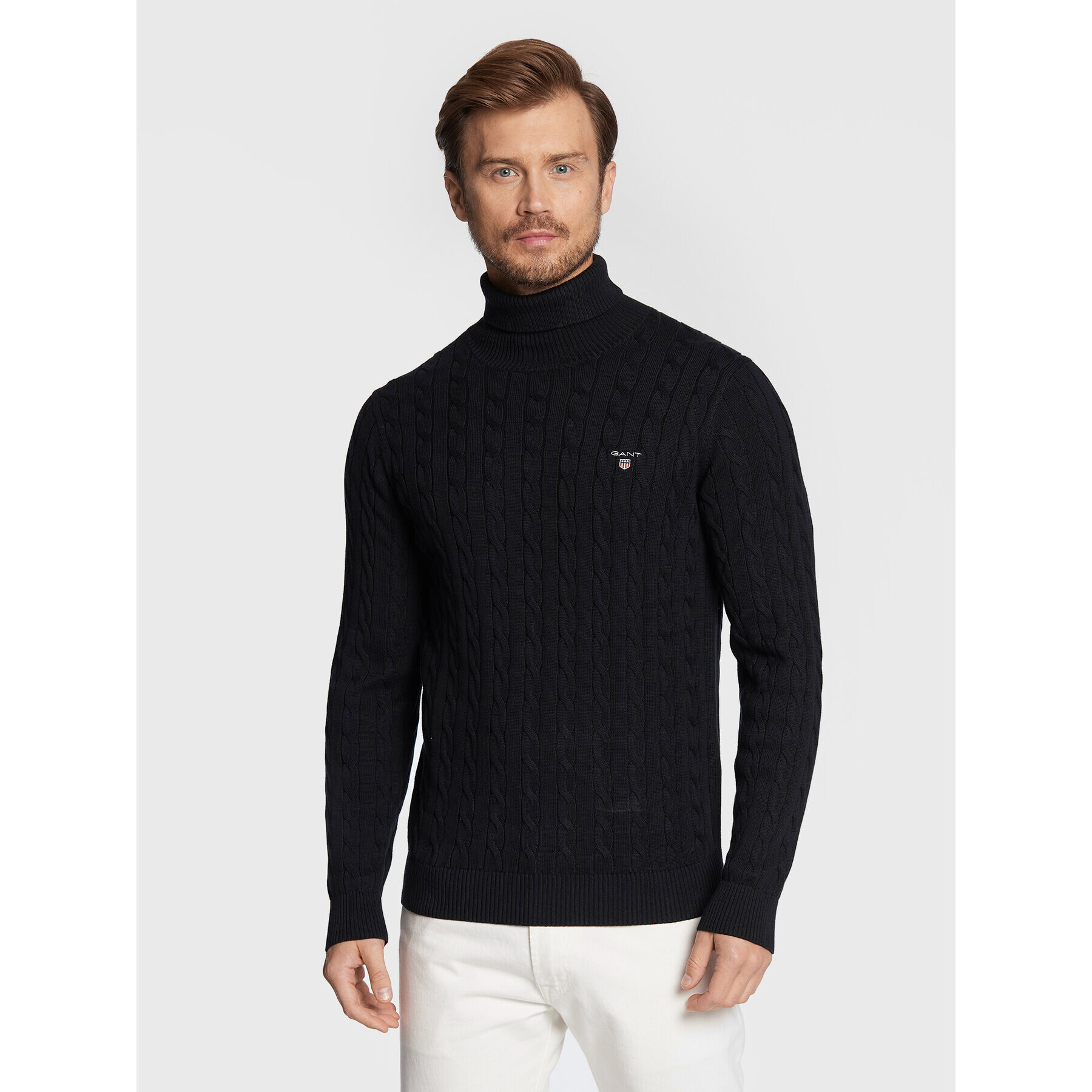 Gant Поло Cable 8050507 Тъмносин Slim Fit - Pepit.bg