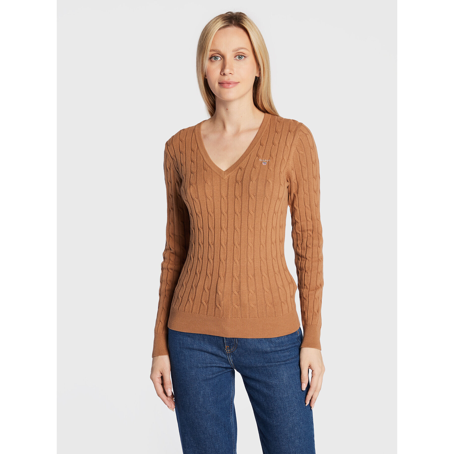 Gant Пуловер 480022 Кафяв Slim Fit - Pepit.bg
