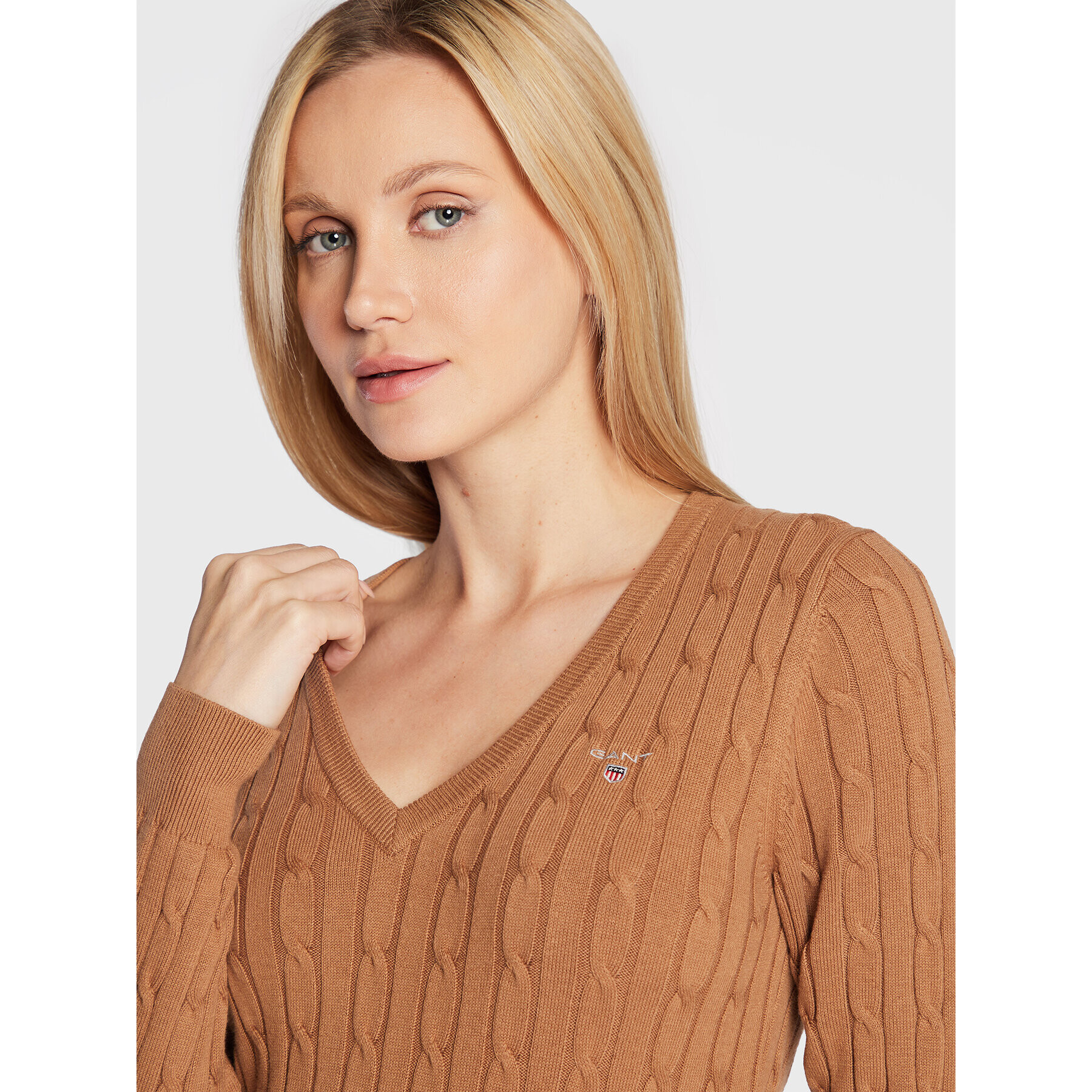 Gant Пуловер 480022 Кафяв Slim Fit - Pepit.bg