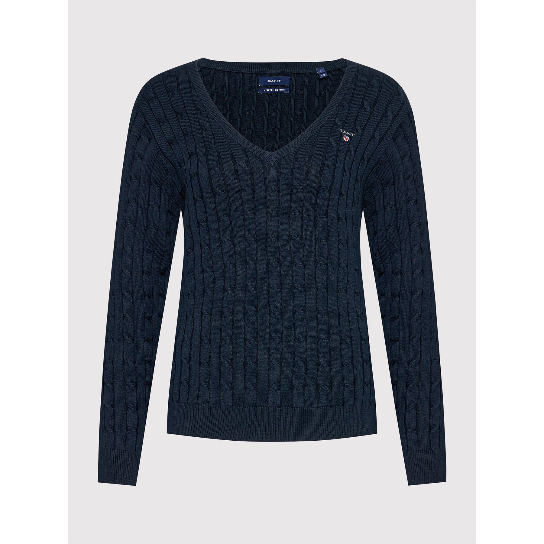 Gant Пуловер Stretch Cable 480022 Тъмносин Slim Fit - Pepit.bg