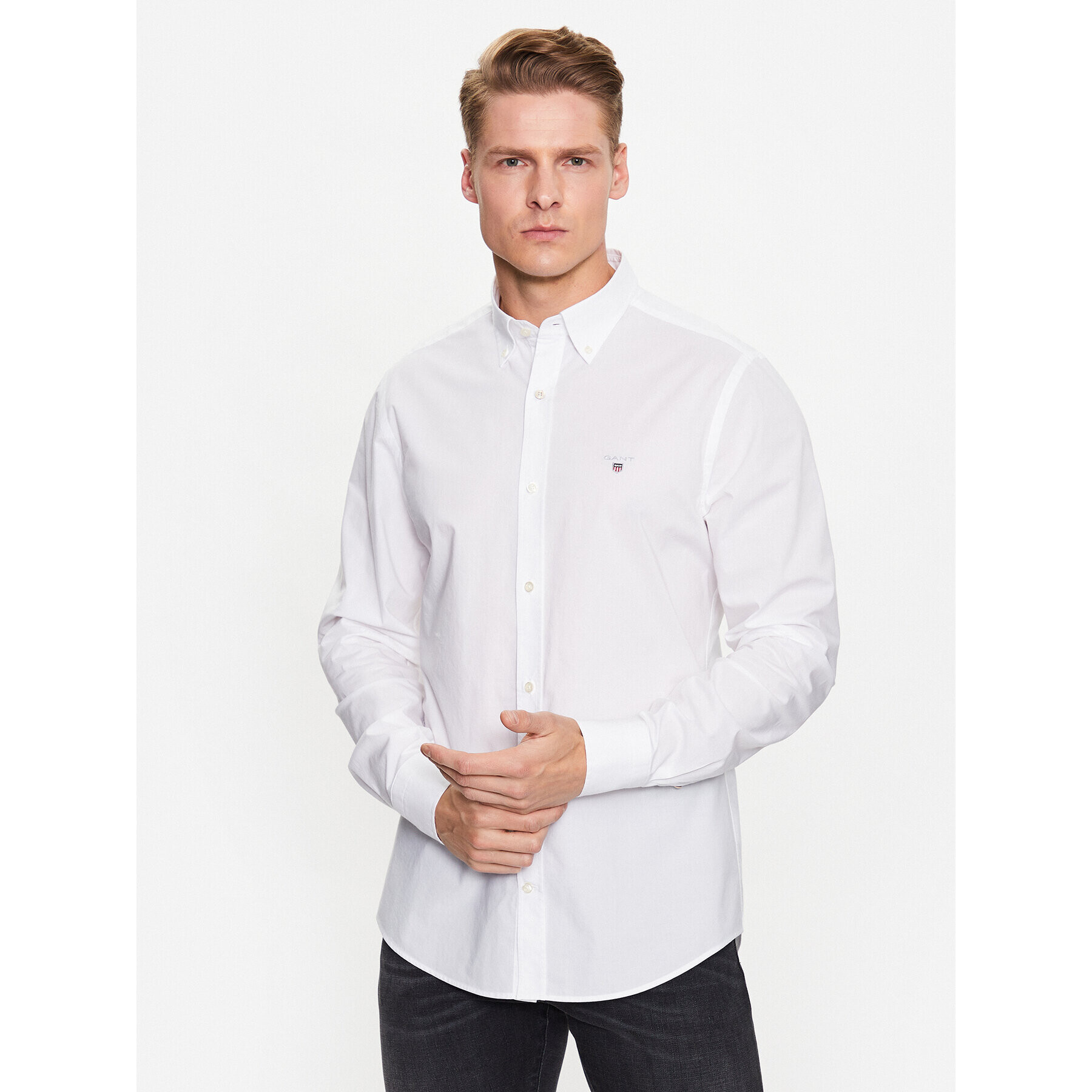 Gant Риза Broadcloth 3046402 Бял Slim Fit - Pepit.bg