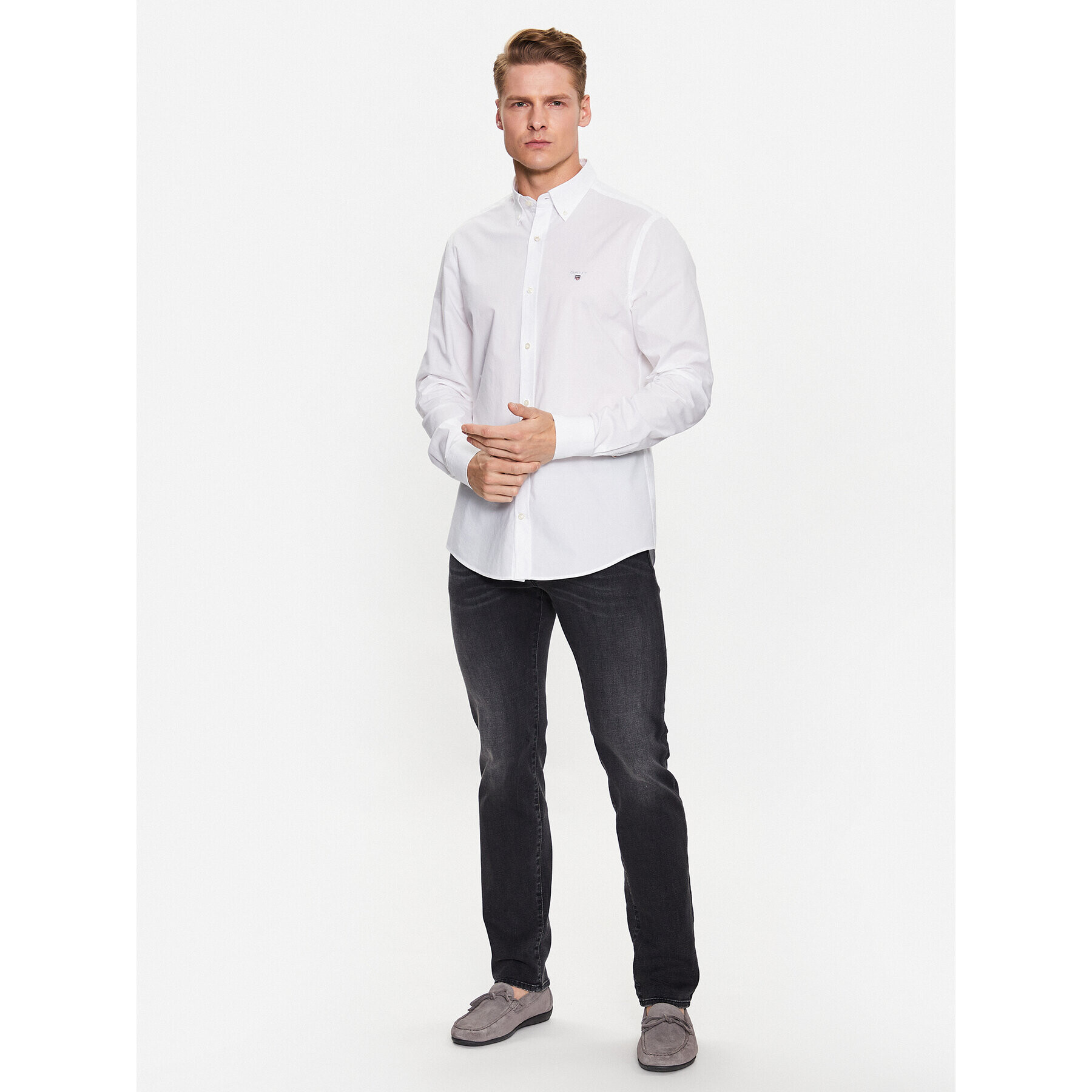 Gant Риза Broadcloth 3046402 Бял Slim Fit - Pepit.bg