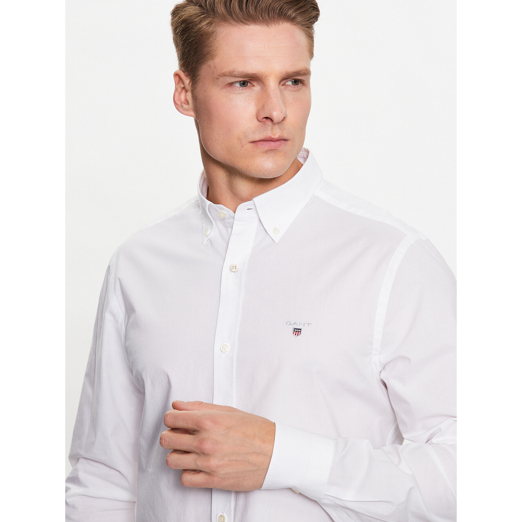 Gant Риза Broadcloth 3046402 Бял Slim Fit - Pepit.bg