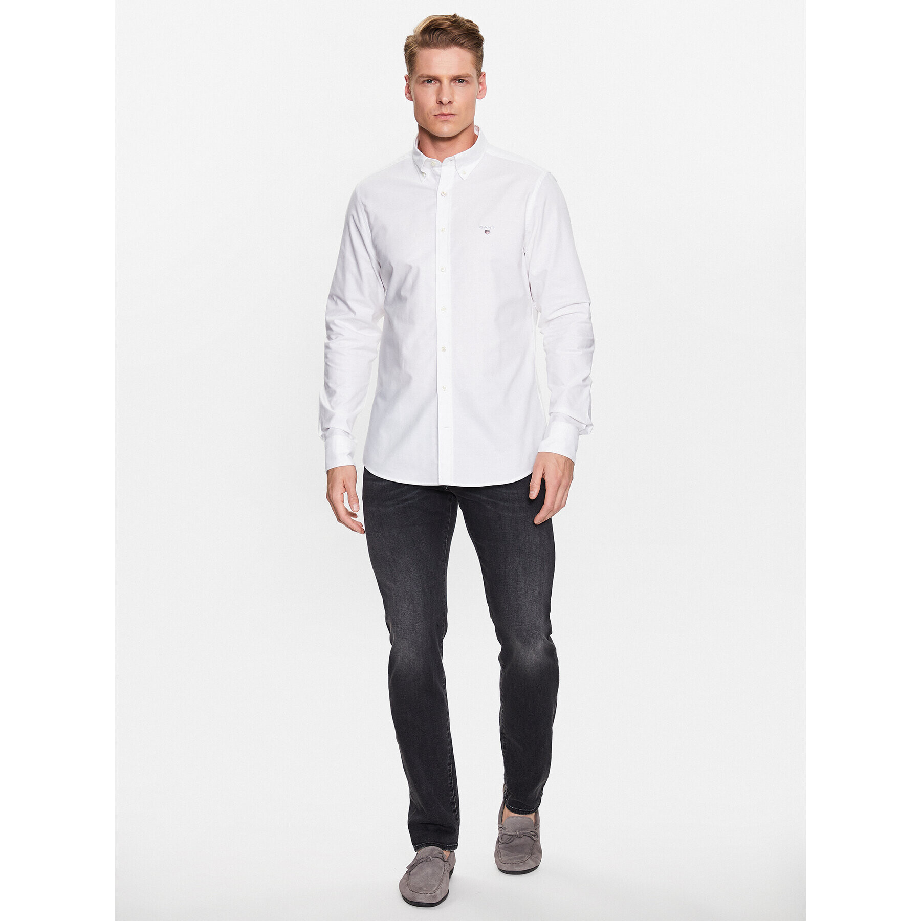 Gant Риза Oxford 3046002 Бял Slim Fit - Pepit.bg