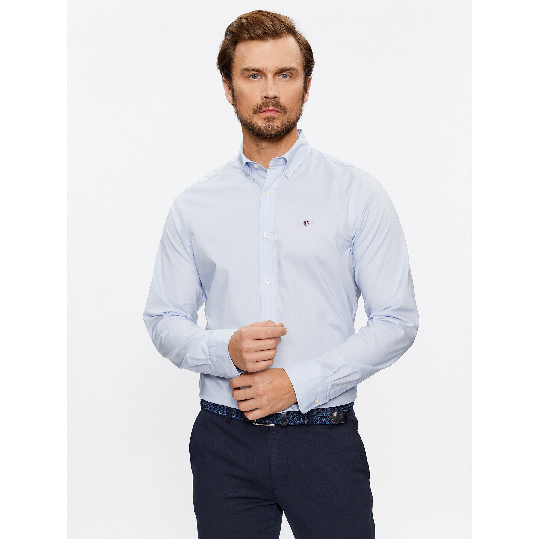 Gant Риза Slim Poplin 3000102 Син Regular Fit - Pepit.bg