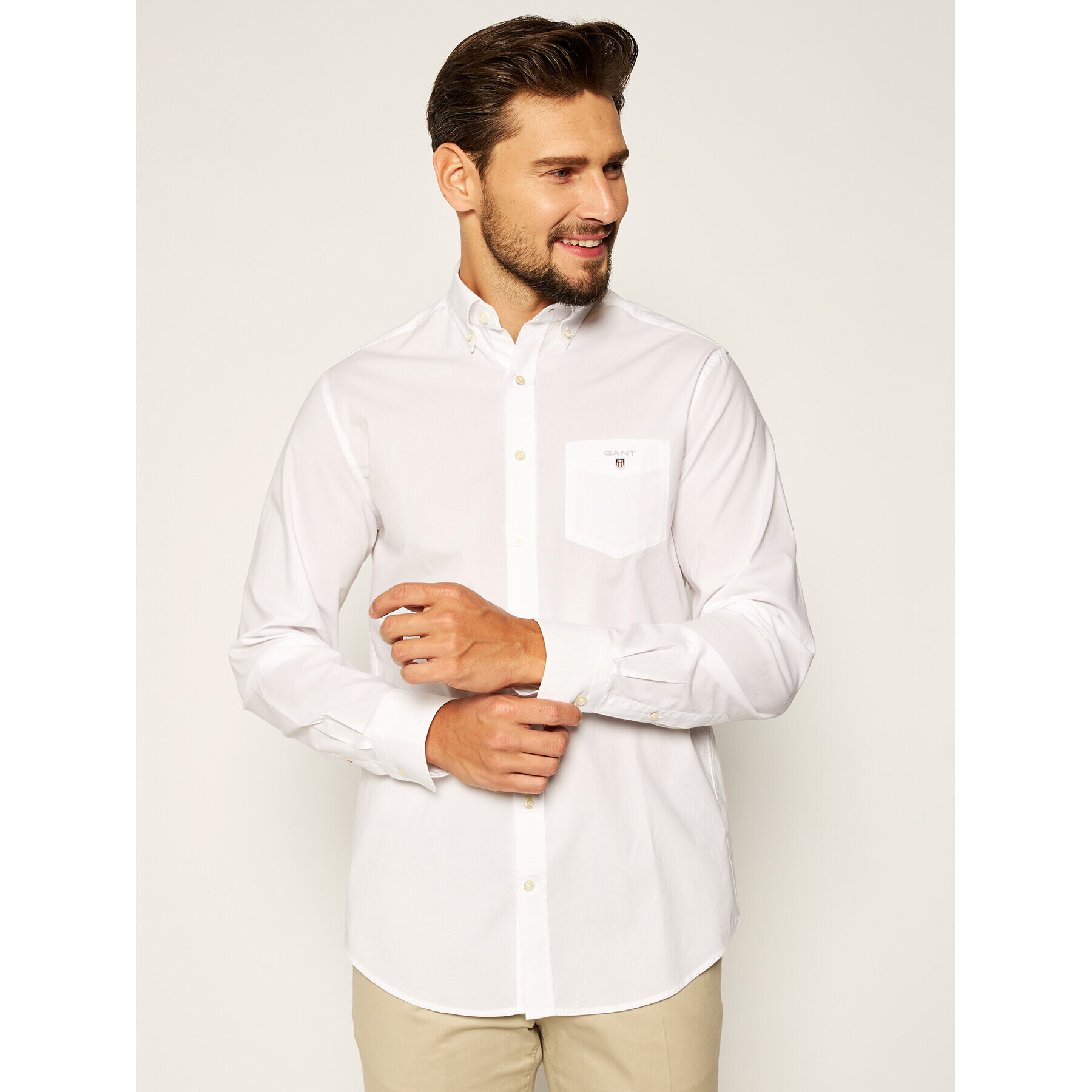 Gant Риза The Broadcloth Reg 3046400 Бял Regular Fit - Pepit.bg