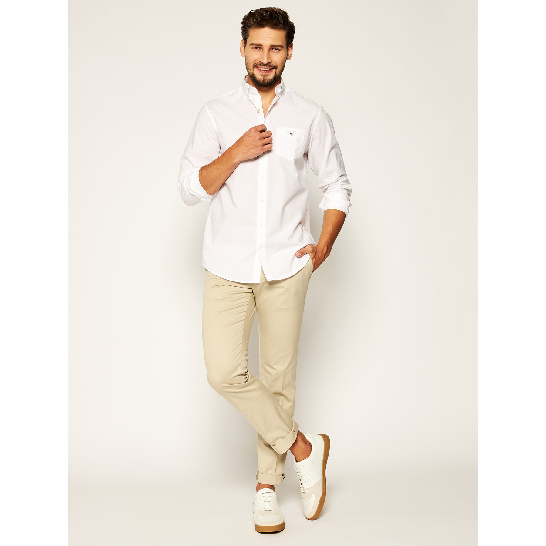 Gant Риза The Broadcloth Reg 3046400 Бял Regular Fit - Pepit.bg