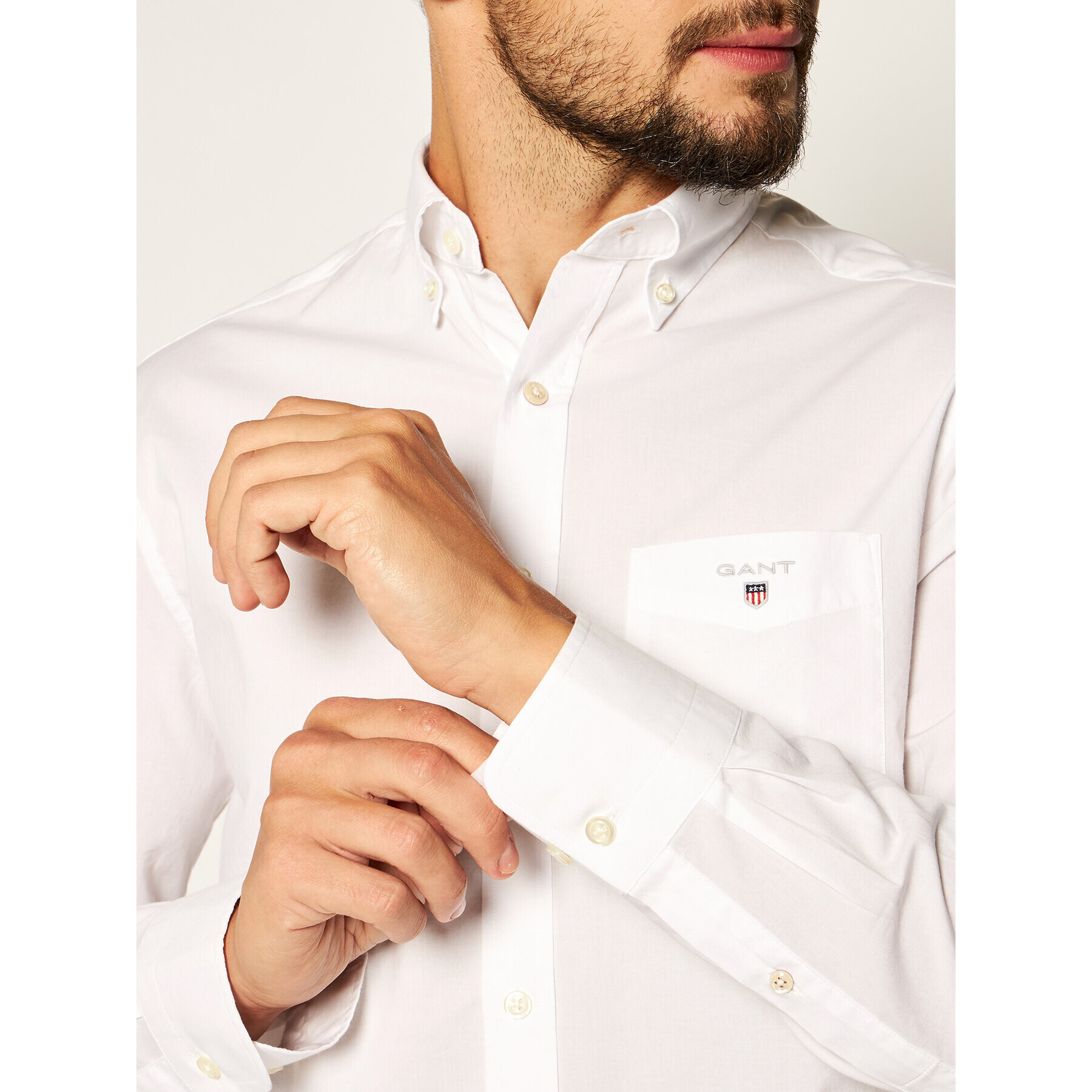 Gant Риза The Broadcloth Reg 3046400 Бял Regular Fit - Pepit.bg