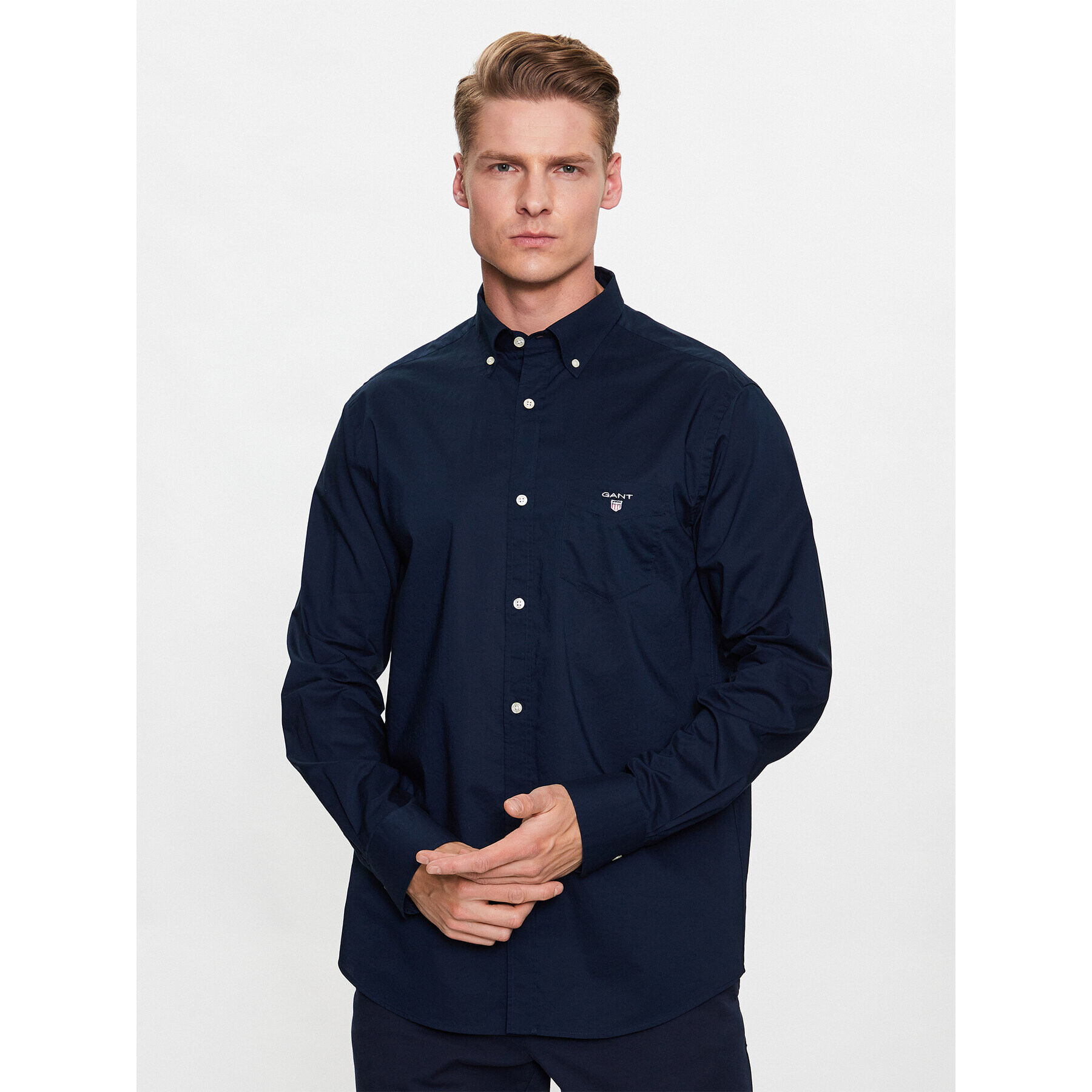 Gant Риза The Broadcloth Reg 3046400 Тъмносин Regular Fit - Pepit.bg