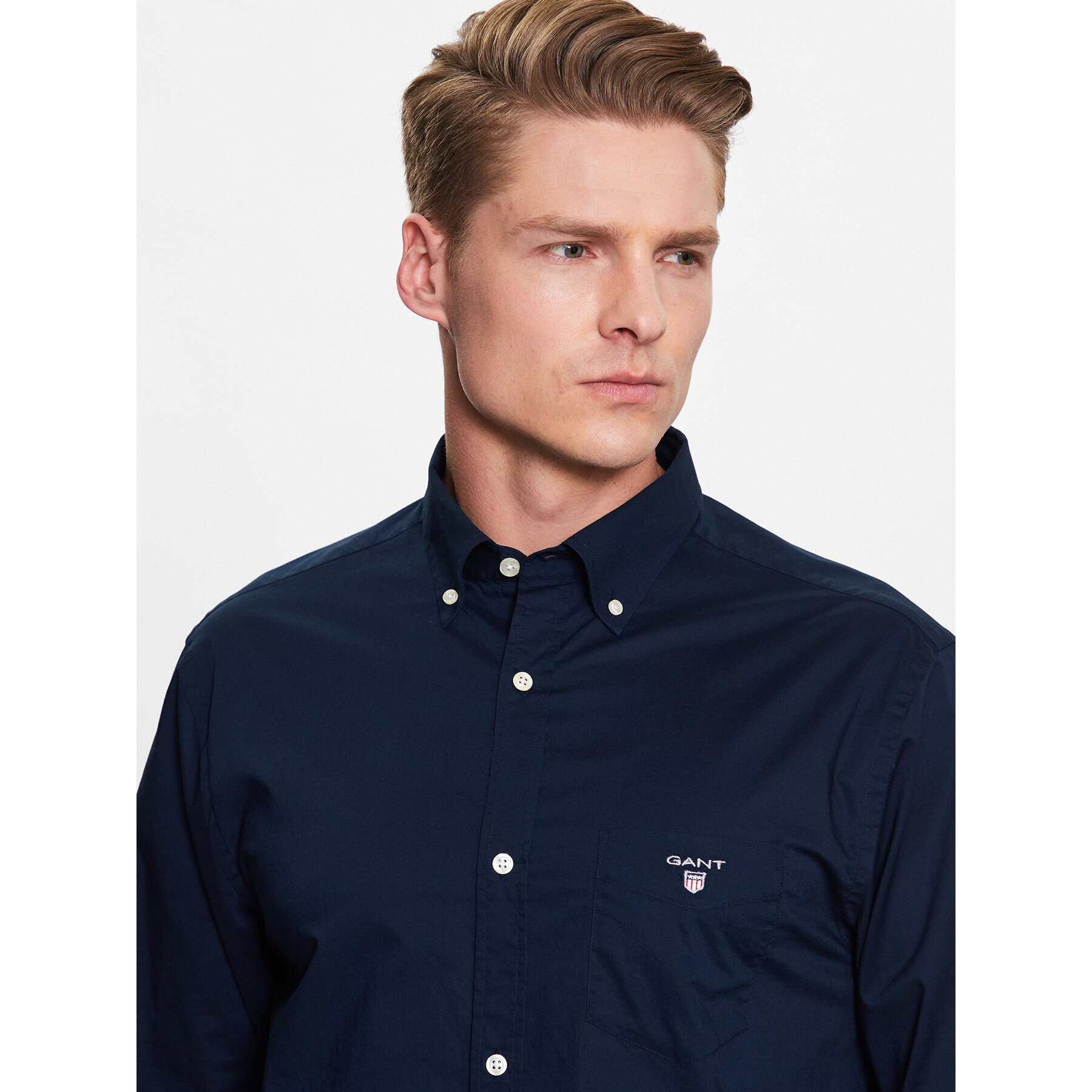 Gant Риза The Broadcloth Reg 3046400 Тъмносин Regular Fit - Pepit.bg