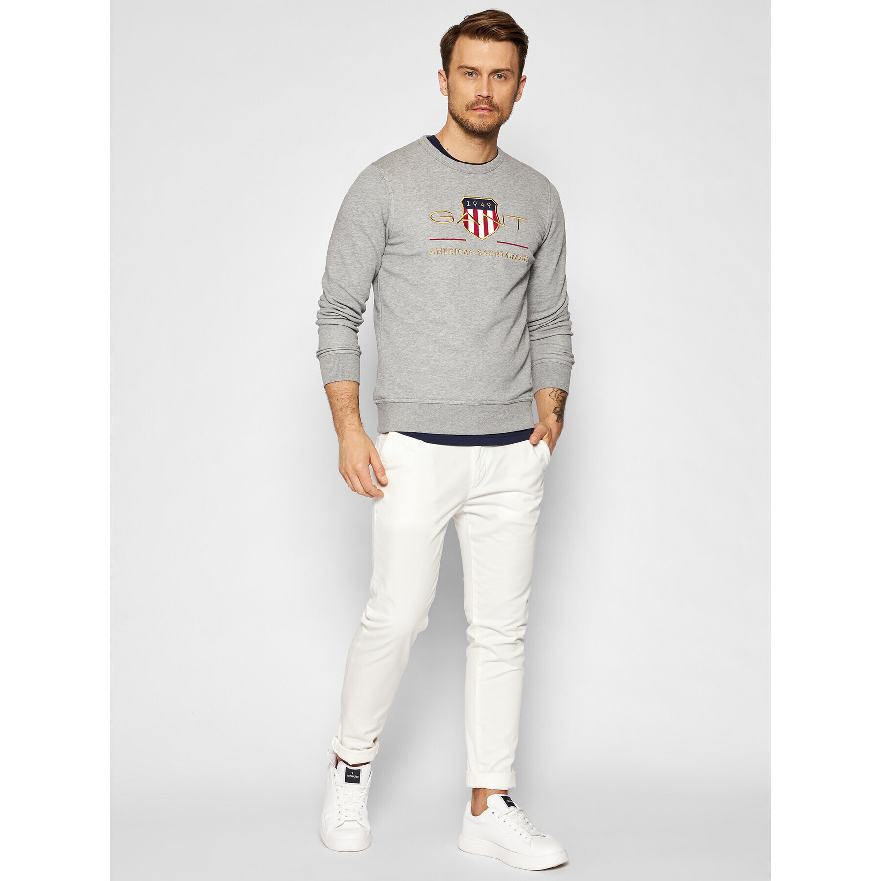 Gant Суитшърт Archive Shield 2046071 Сив Regular Fit - Pepit.bg