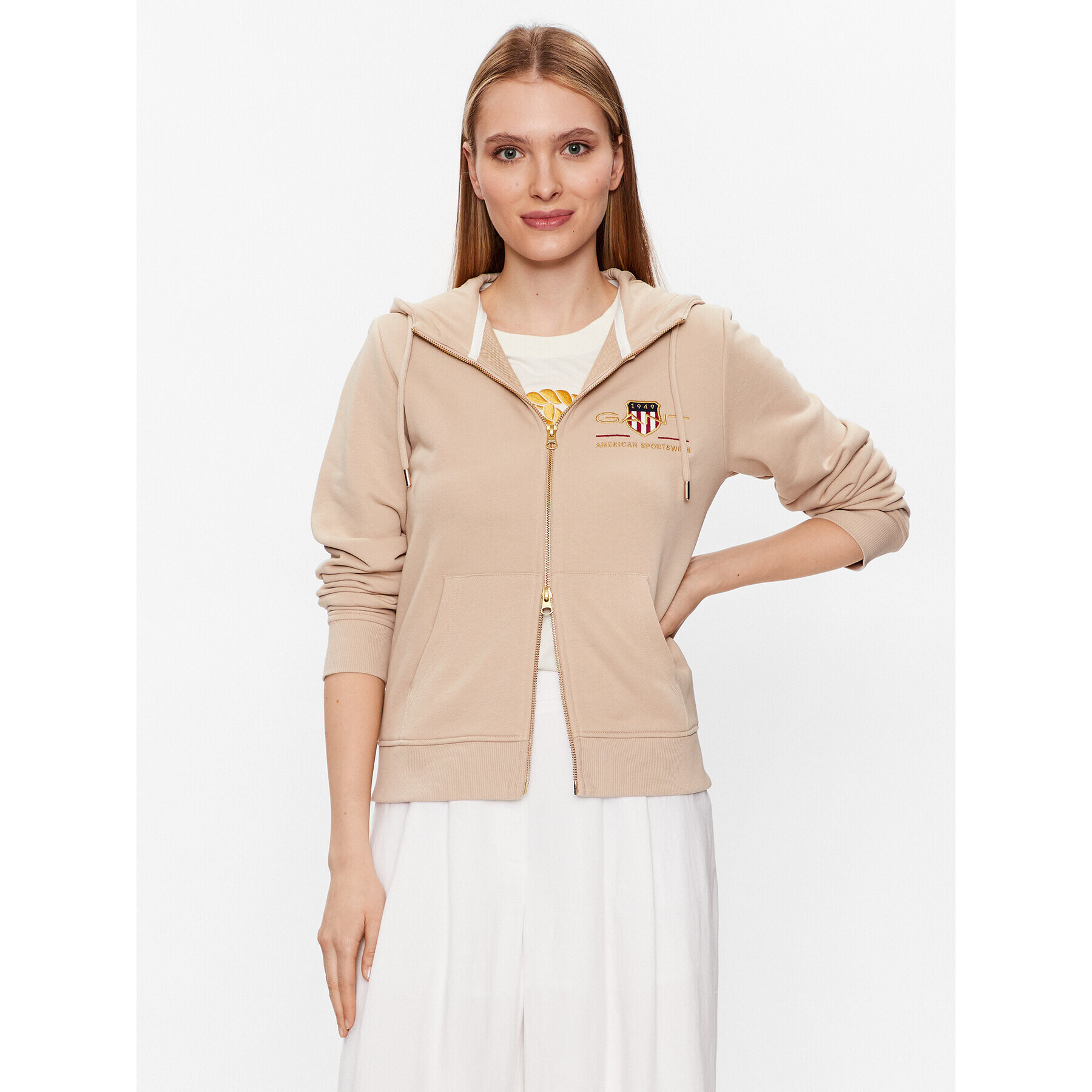 Gant Суитшърт Archive Shield 4204689 Бежов Regular Fit - Pepit.bg