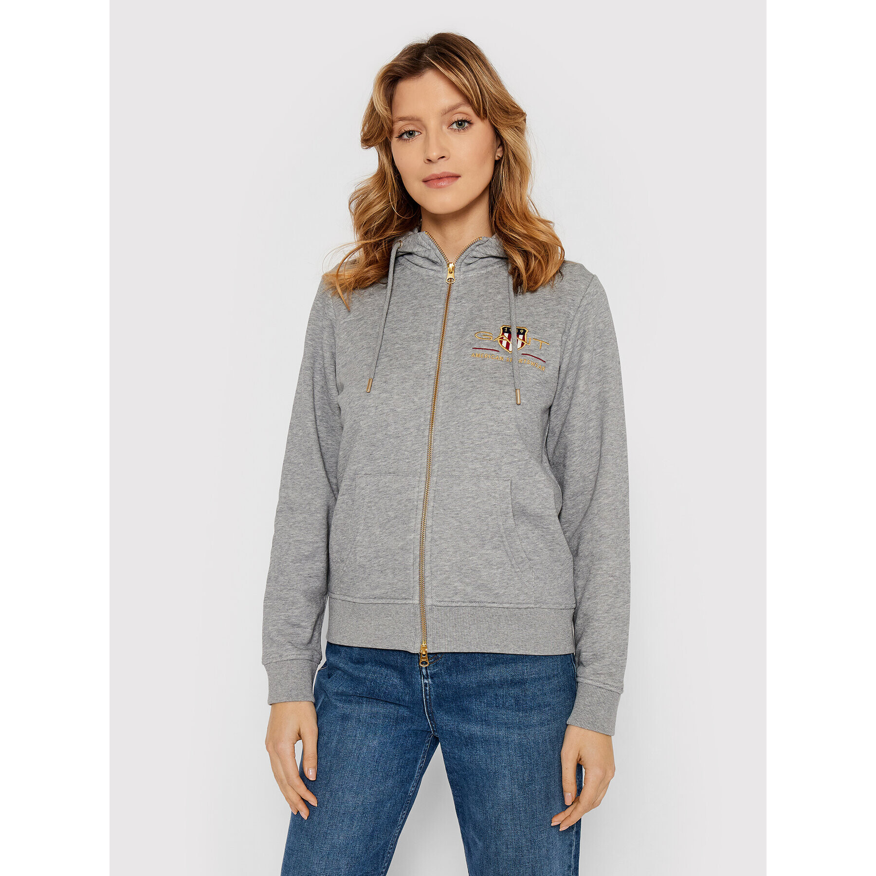 Gant Суитшърт Archive Shield 4204689 Сив Regular Fit - Pepit.bg