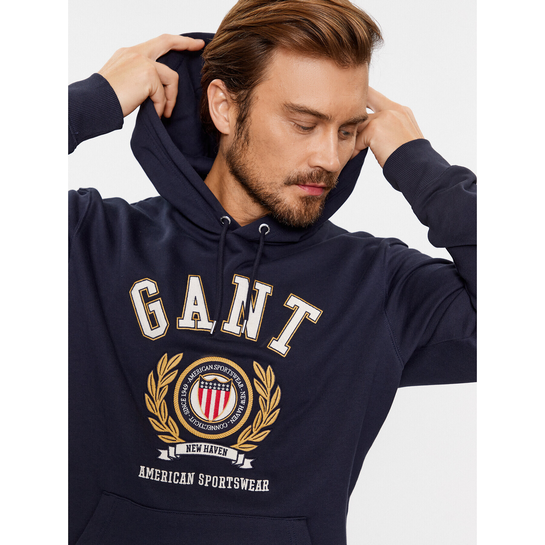 Gant Суитшърт Crest Hoodie 2006069 Тъмносин Relaxed Fit - Pepit.bg