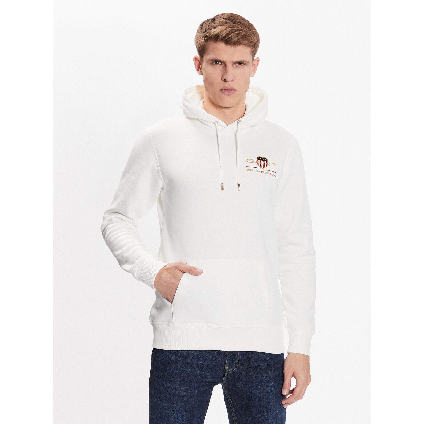 Gant Суитшърт Medium Archive Shield 2047076 Бял Regular Fit - Pepit.bg