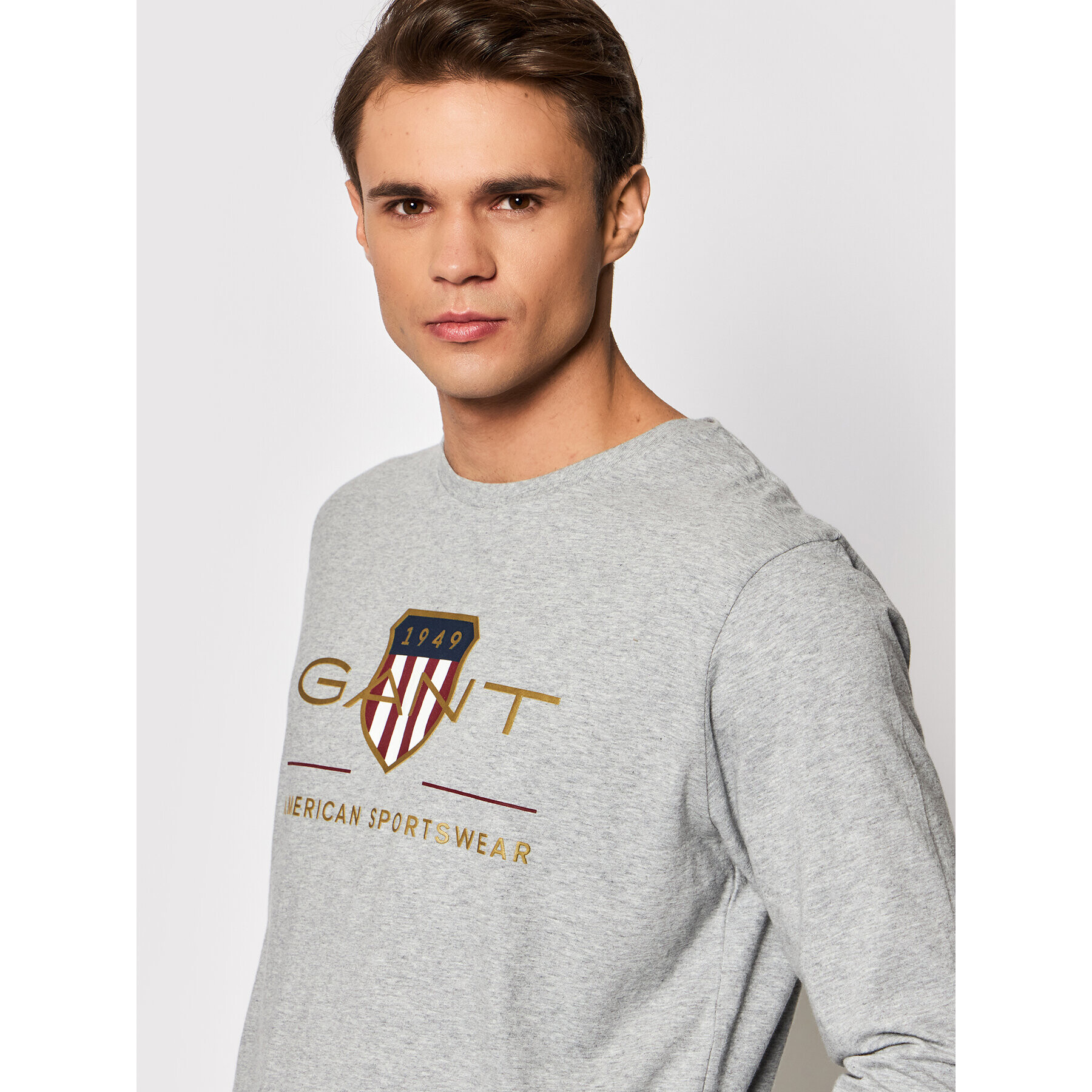 Gant Тениска с дълъг ръкав Archive Schield 2004028 Сив Regular Fit - Pepit.bg