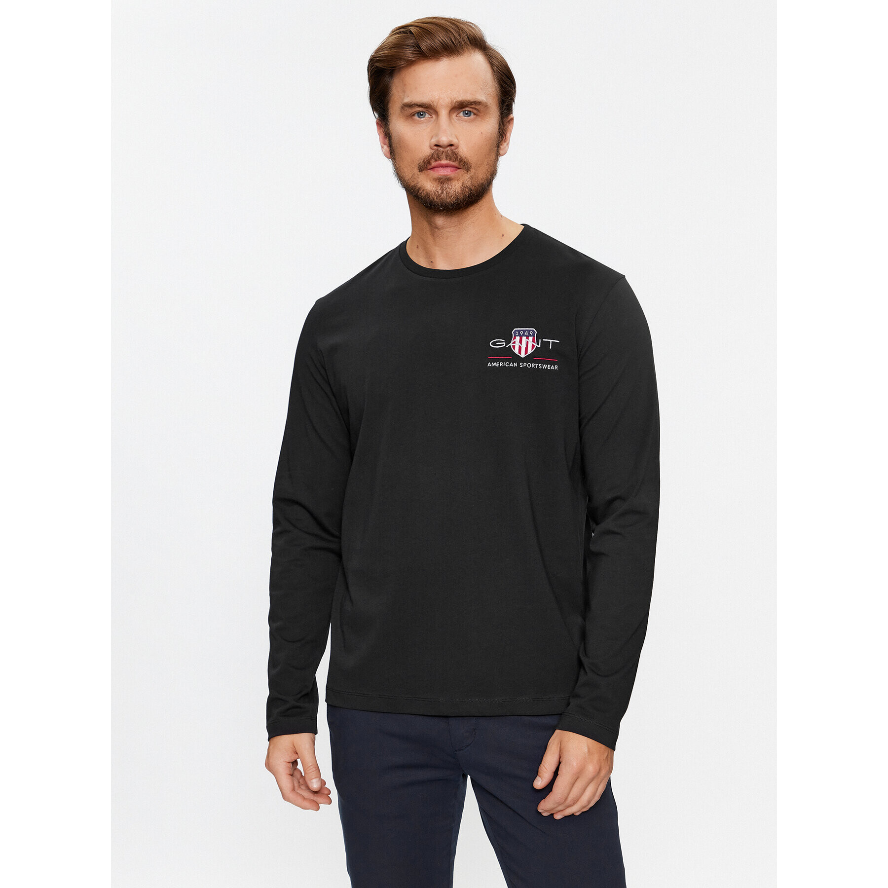 Gant Тениска с дълъг ръкав Reg Medium Archive Shield 2004058 Черен Regular Fit - Pepit.bg
