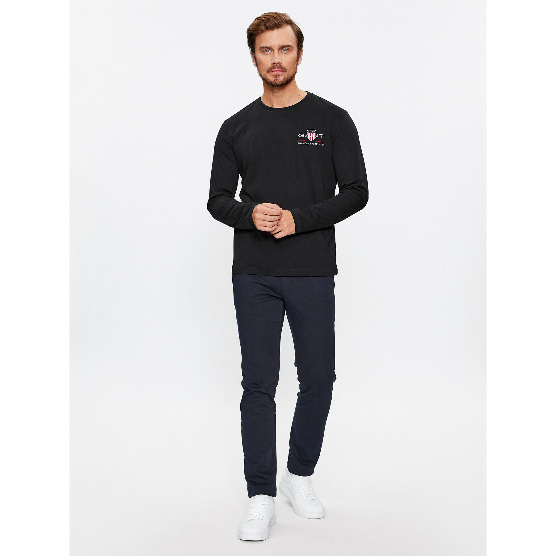Gant Тениска с дълъг ръкав Reg Medium Archive Shield 2004058 Черен Regular Fit - Pepit.bg