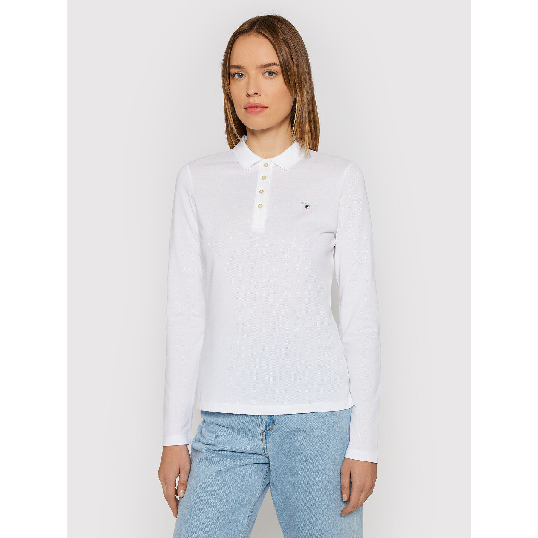 Gant Тениска с яка и копчета Original 4202515 Бял Regular Fit - Pepit.bg