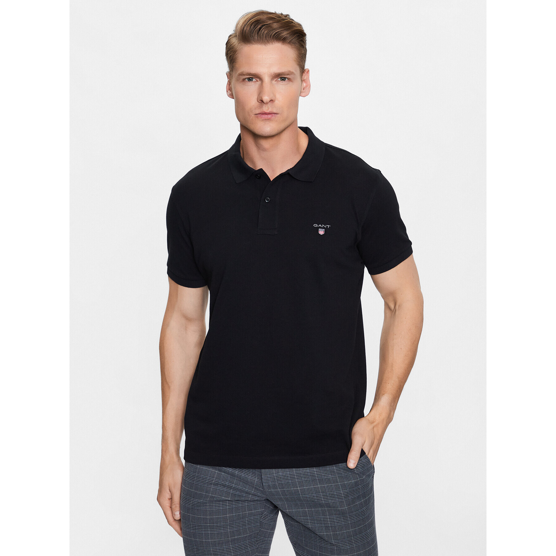 Gant Тениска с яка и копчета The Original 2202 Черен Slim Fit - Pepit.bg